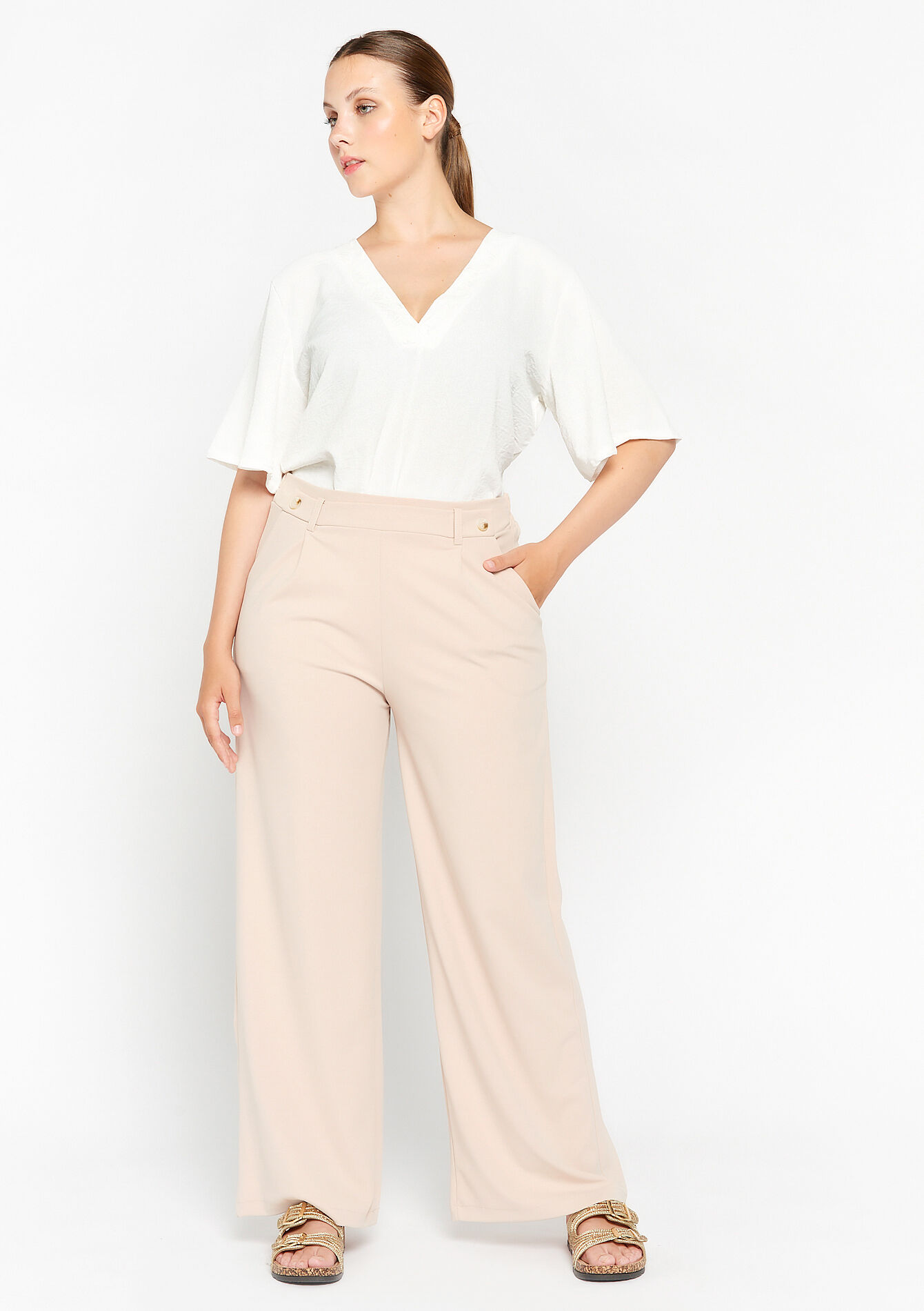 Wijde broek, Wijde broek - LT BEIGE - 06600744_2527