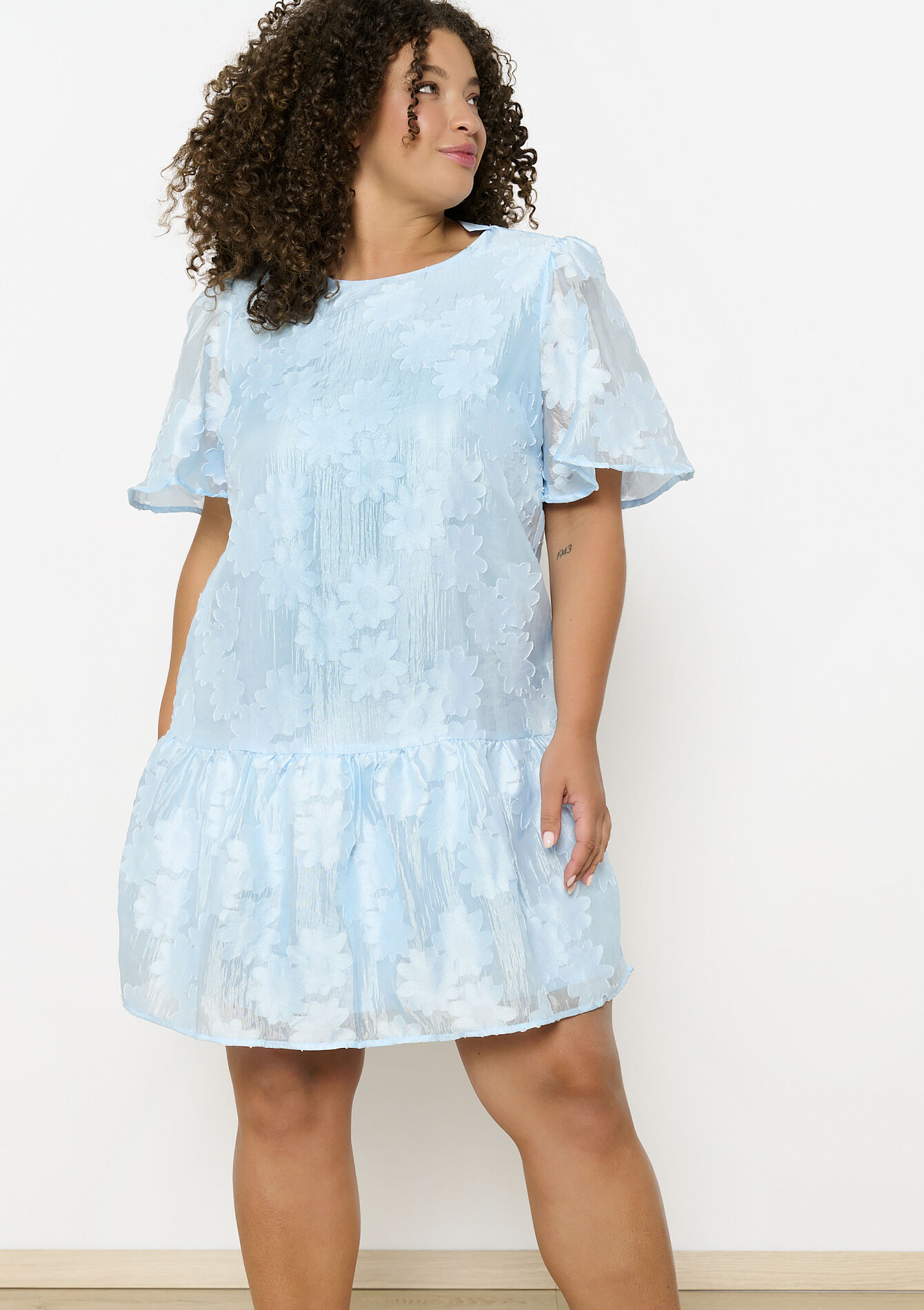 Flowing bow-back dress, Flowing bow-back dress - BLUE PASTEL - 08104012_3003