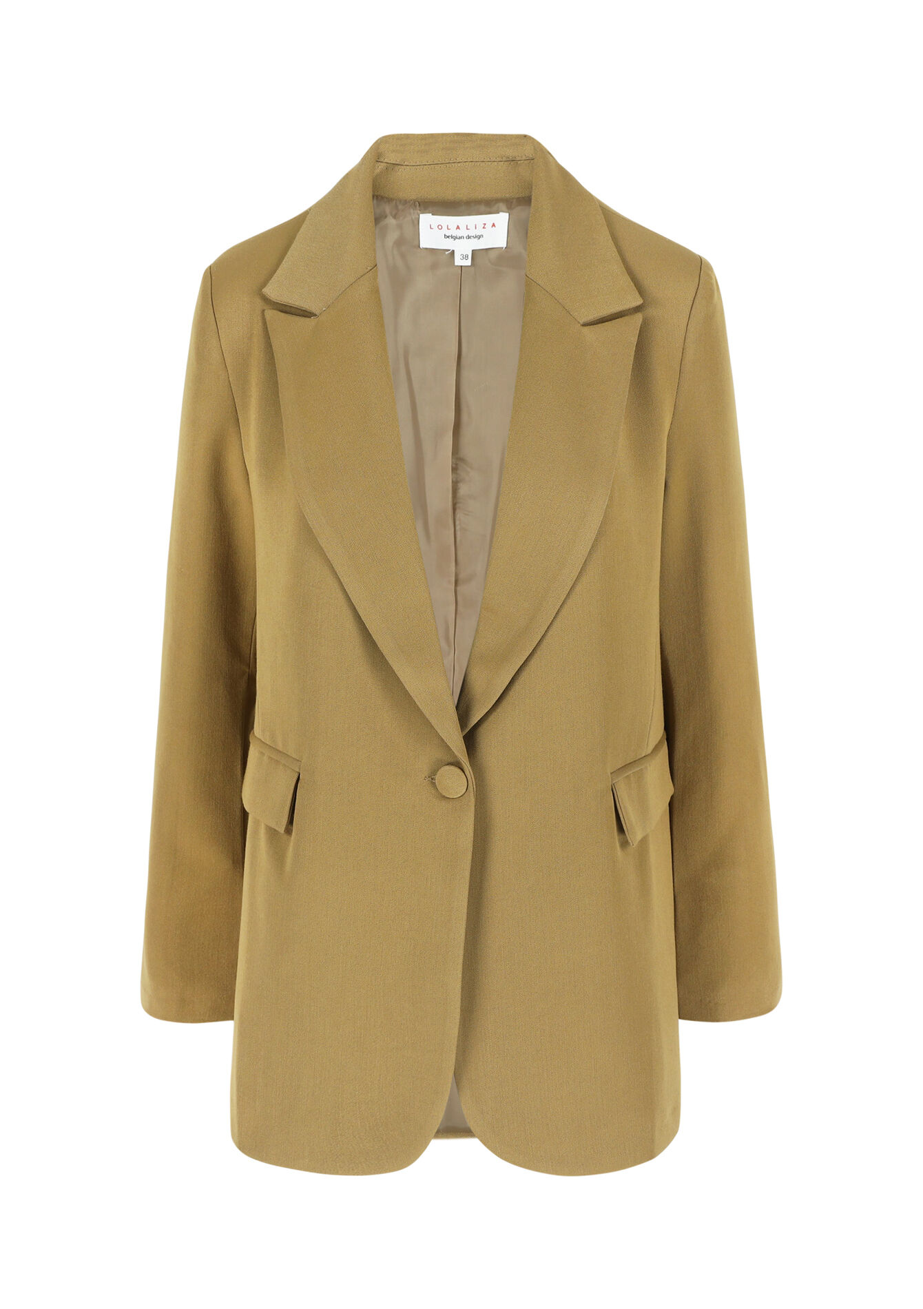 Blazer met gestoffeerde knoop, Blazer met gestoffeerde knoop - LIGHT CAMEL - 09100975_3814