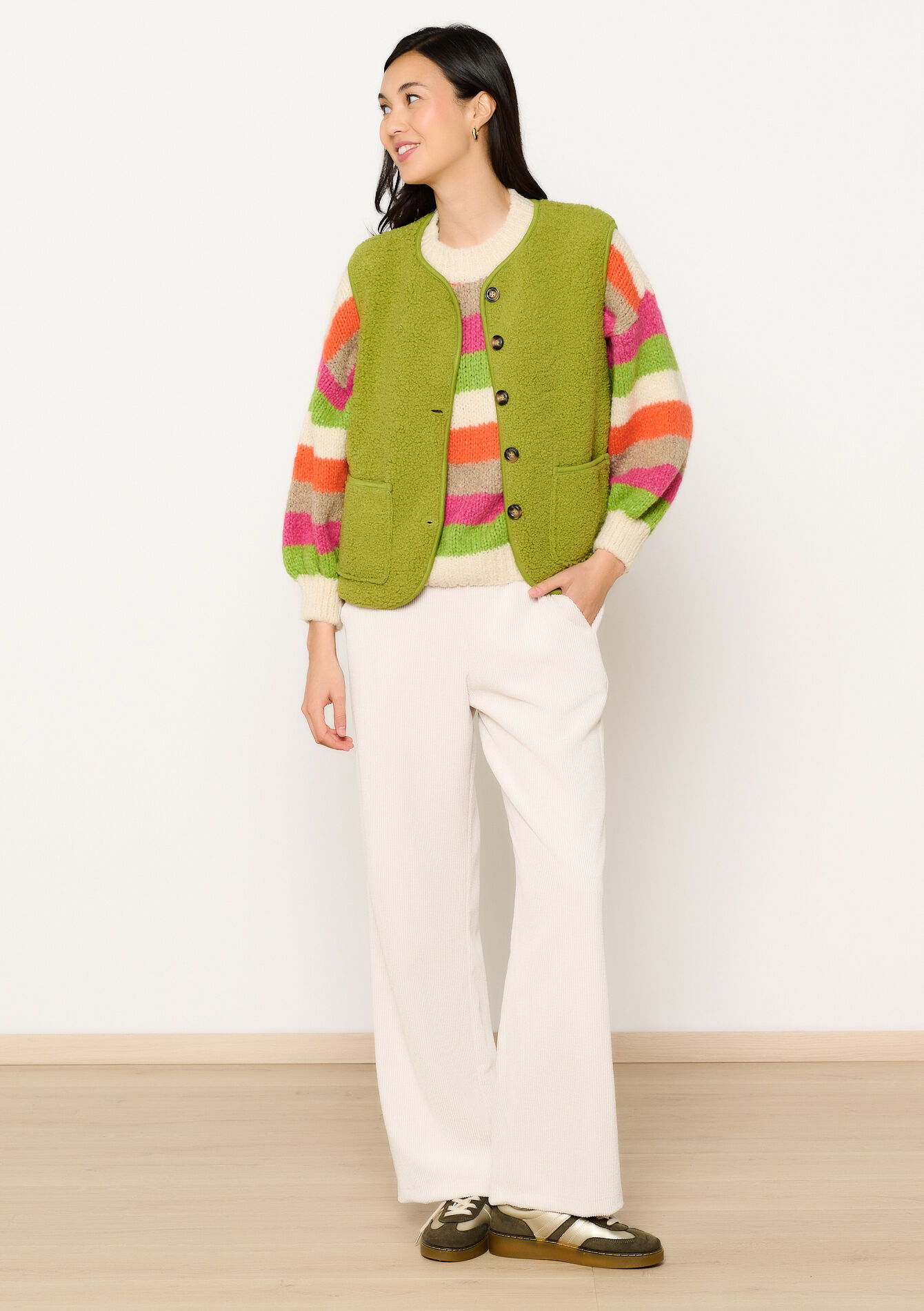 Teddy vest, Teddy vest - GREEN MOSS - 09001441_4504