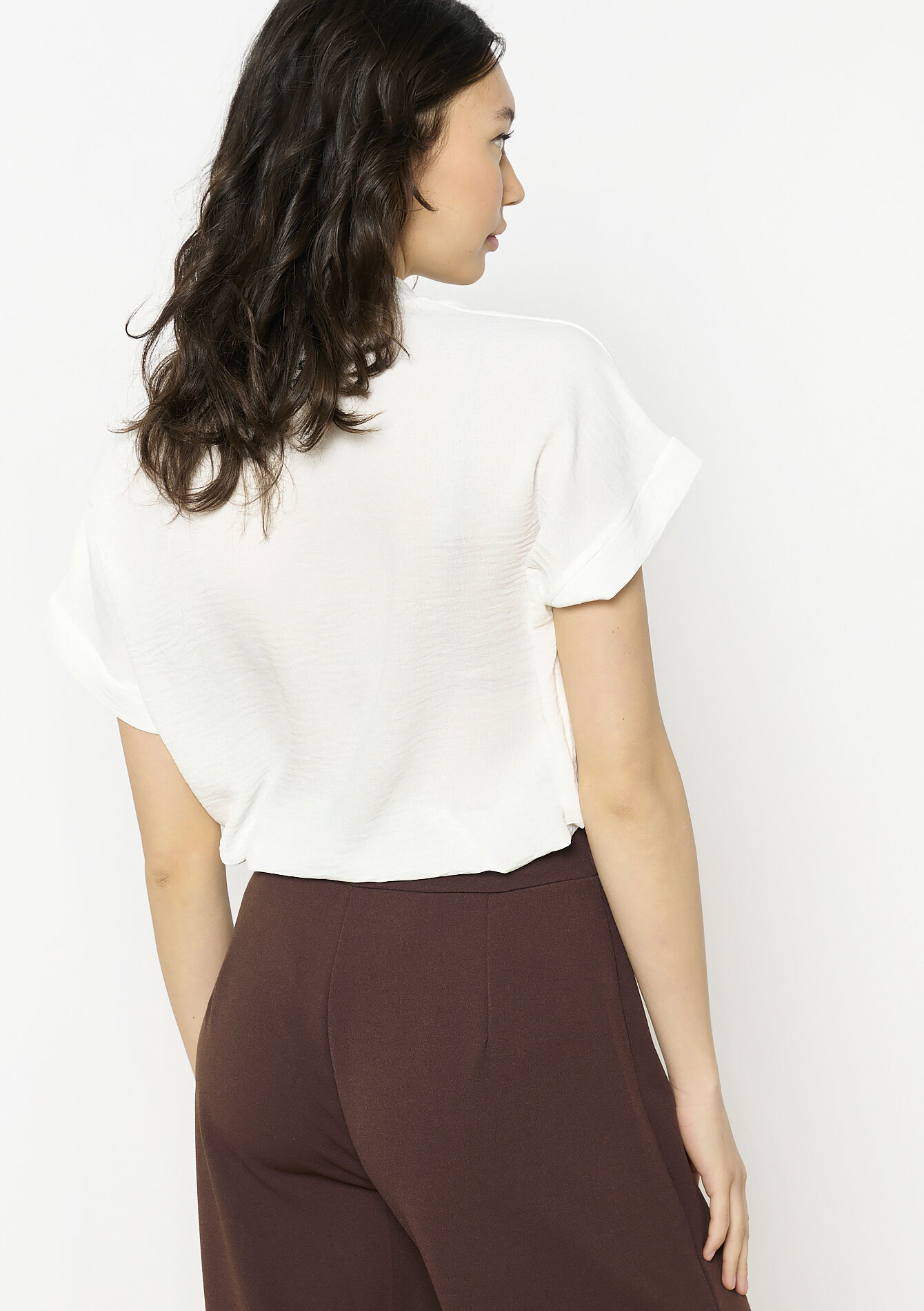 Embroidered flowy blouse, Embroidered flowy blouse - OPTICAL WHITE - 05702779_1019