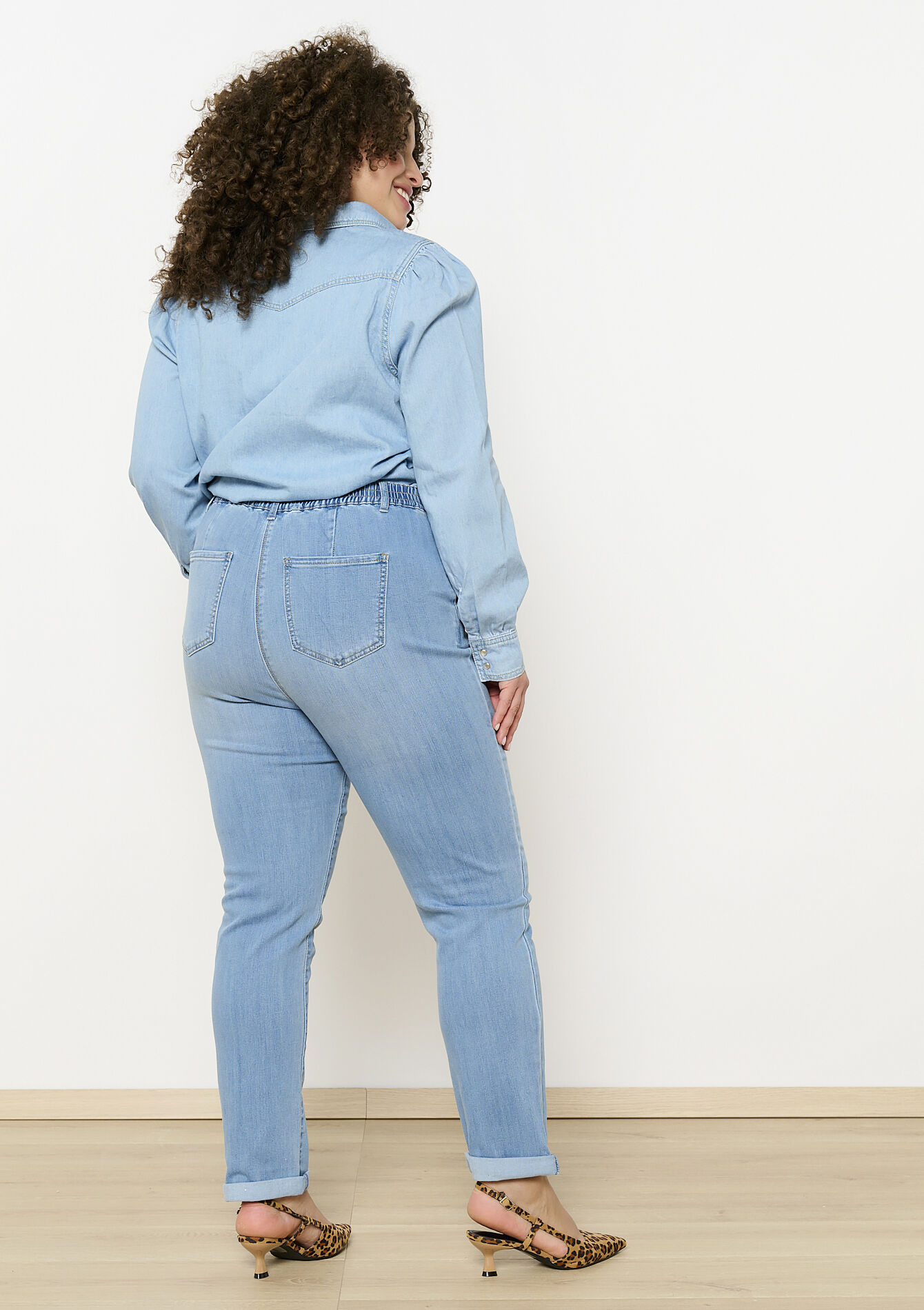 Rechte jeans met hoge taille, Rechte jeans met hoge taille - BLUE BLEACHED - 22000567_0502