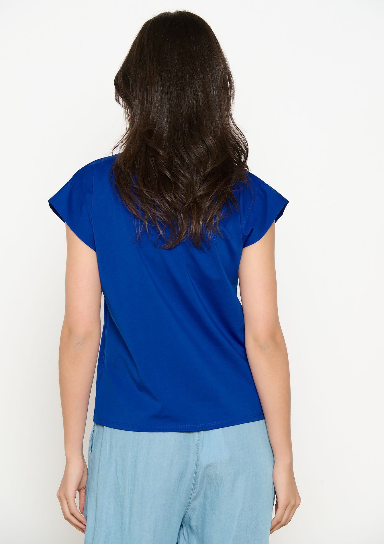 T-shirt met kapmouwen, T-shirt met kapmouwen - ELECTRIC BLUE - 02301831_1619