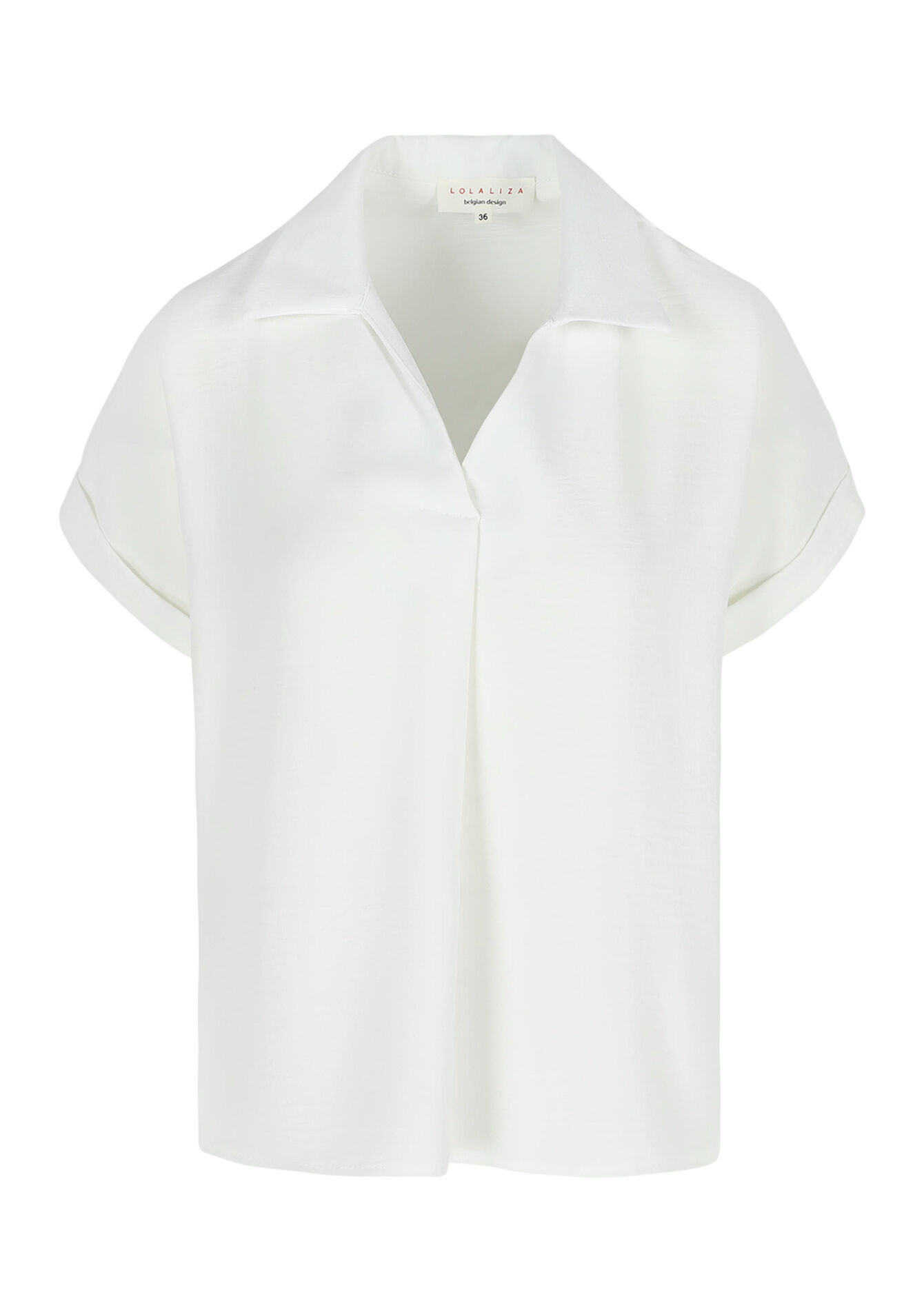 Blouse with polo collar, Blouse with polo collar - OPTICAL WHITE - 05702739_1019