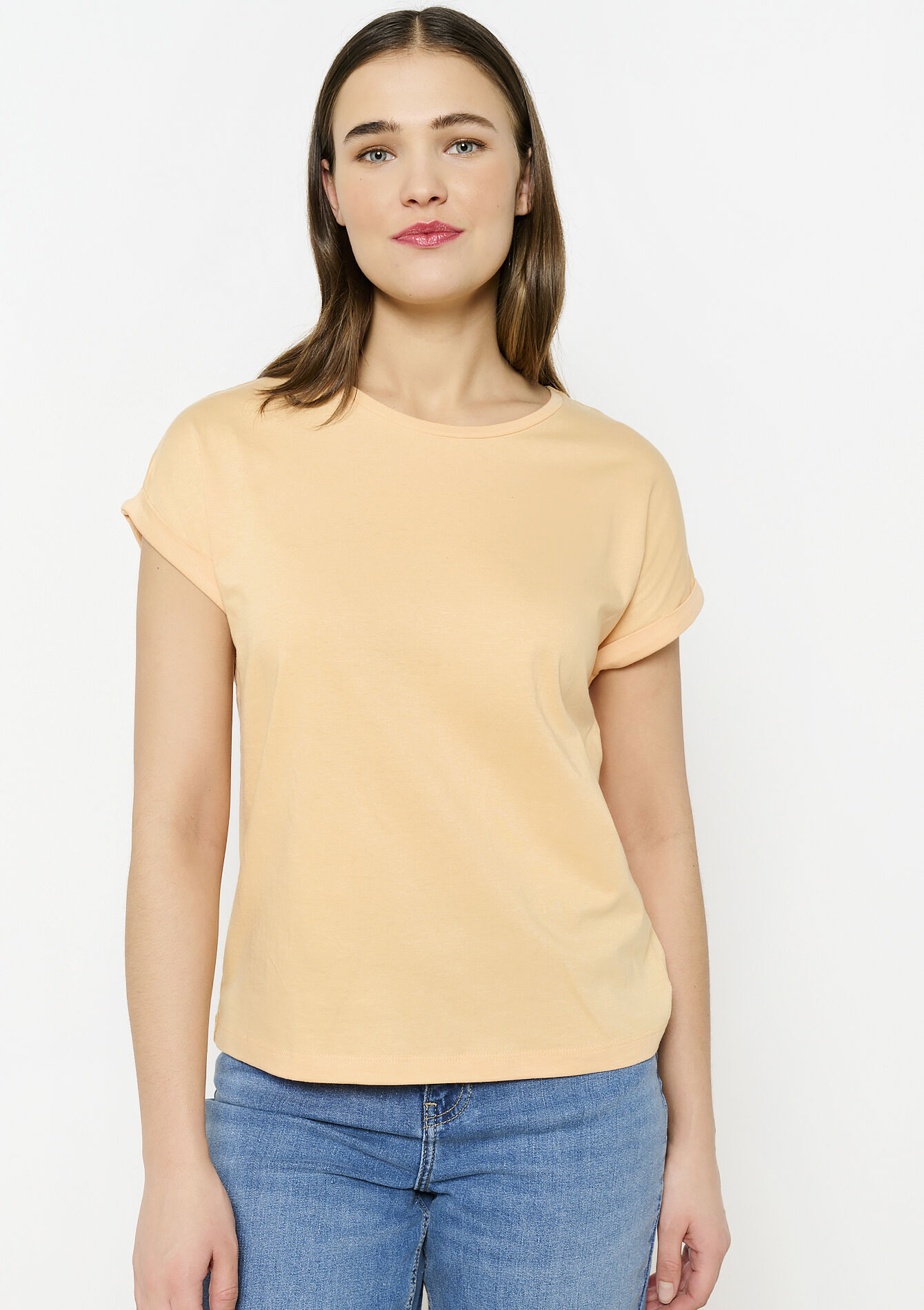 T-shirt basique, T-shirt basique - ORANGE PASTEL - 02301630_1267