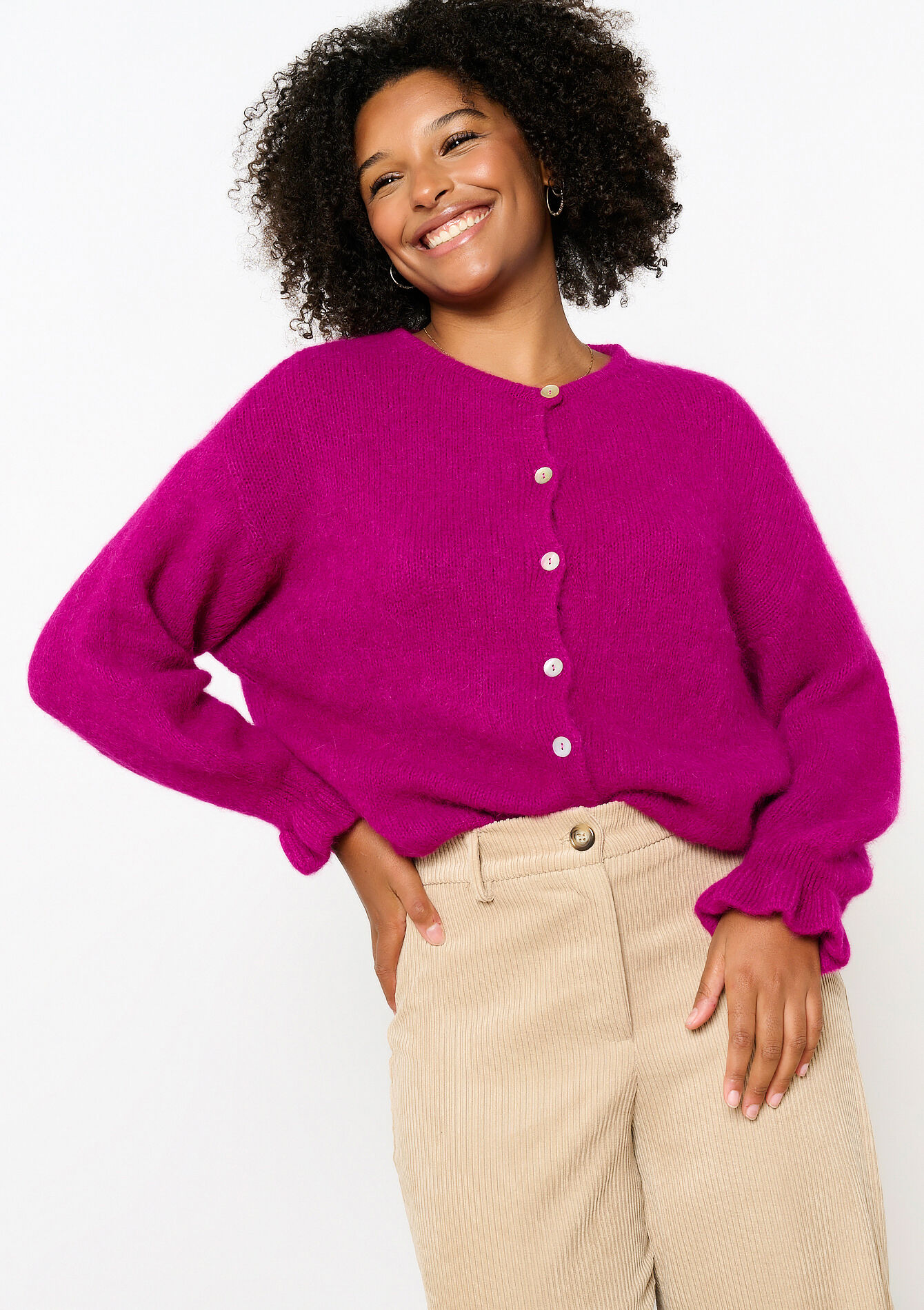 Alpaca cardigan with frills, Alpaca cardigan with frills - VIOLINE - 04101200_2576