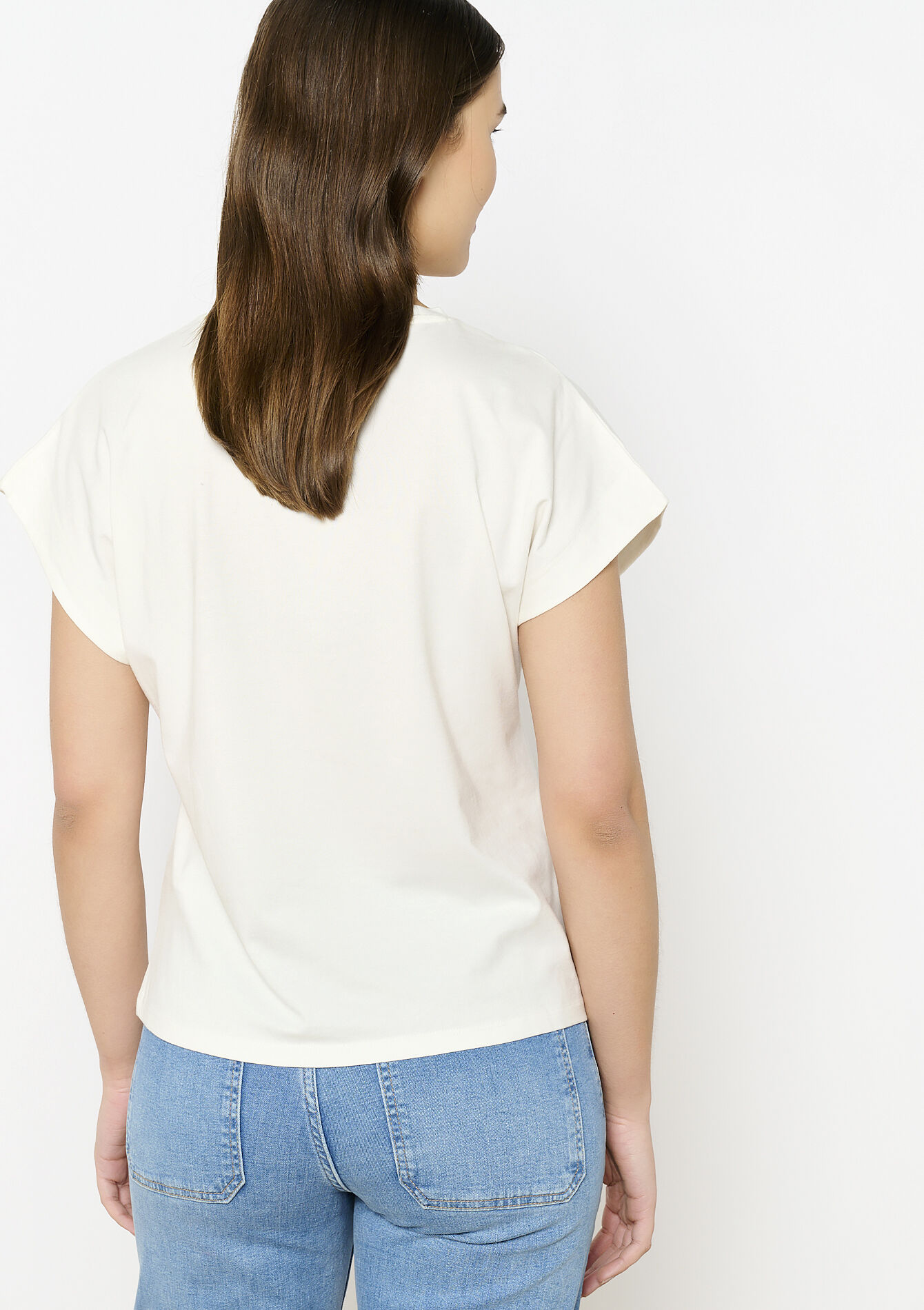 Basic katoenen T-shirt, Basic katoenen T-shirt - OFFWHITE - 02301672_1001