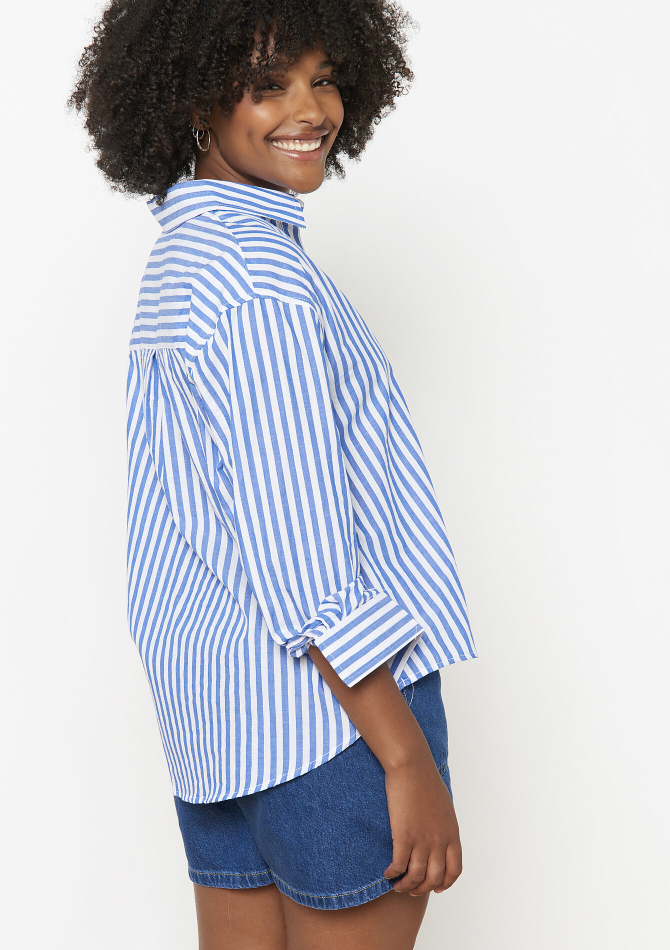 Chemise à rayures avec sequins, Chemise à rayures avec sequins - BLUE PASTEL - 05702733_3003