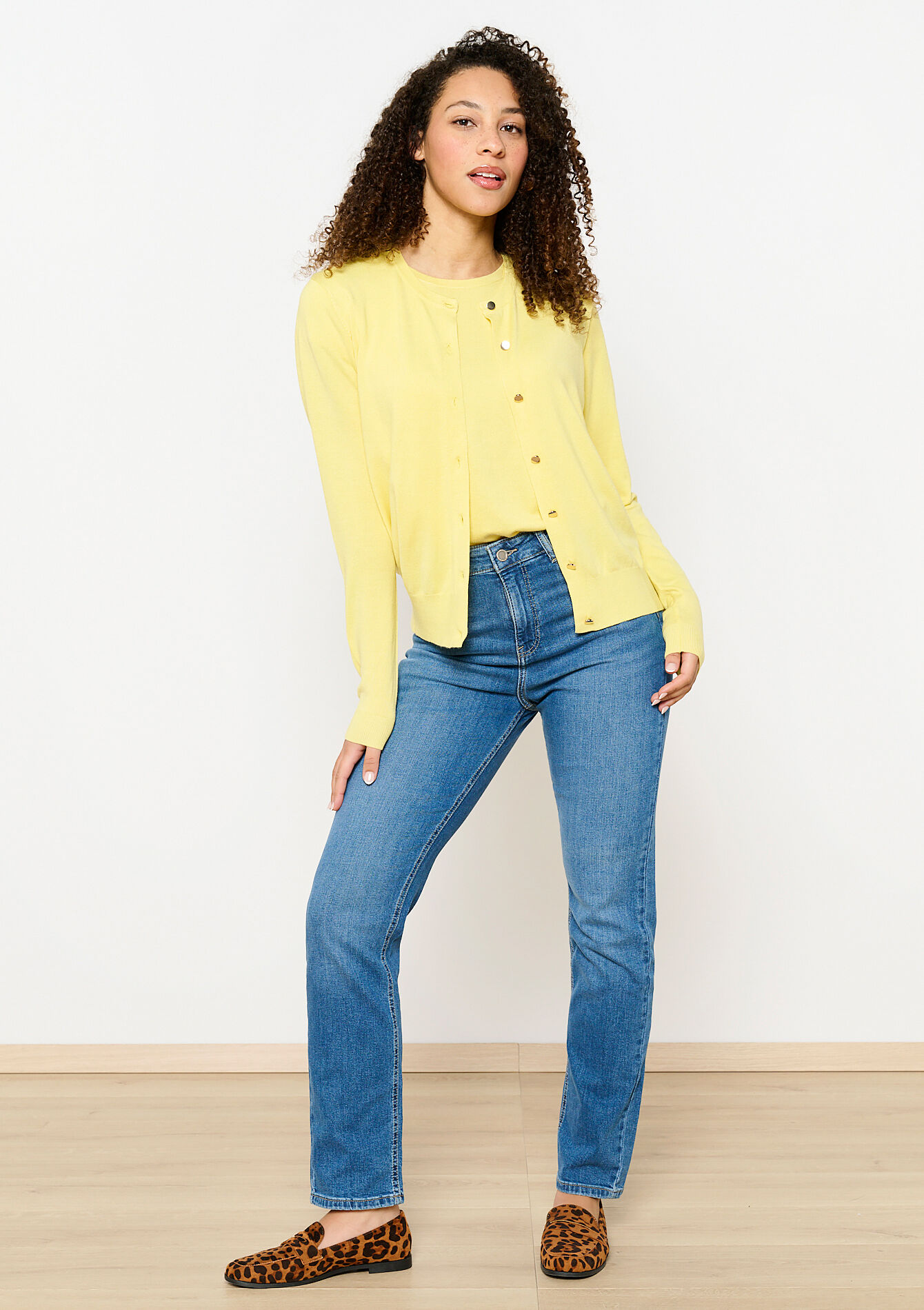 Cardigan met ronde hals, Cardigan met ronde hals - YELLOW PASTEL - 04101232_5004