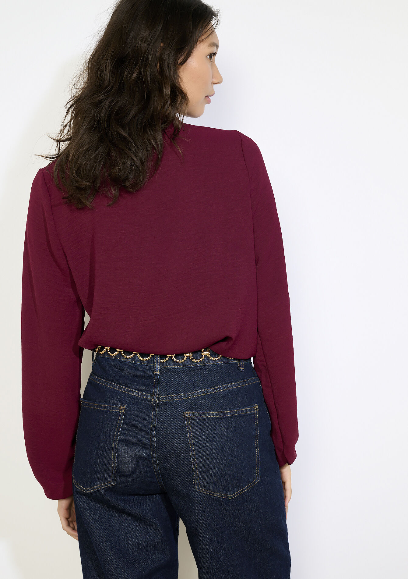 Blouse fluide à détails crochet - BORDEAUX WINE - 05702943_5514