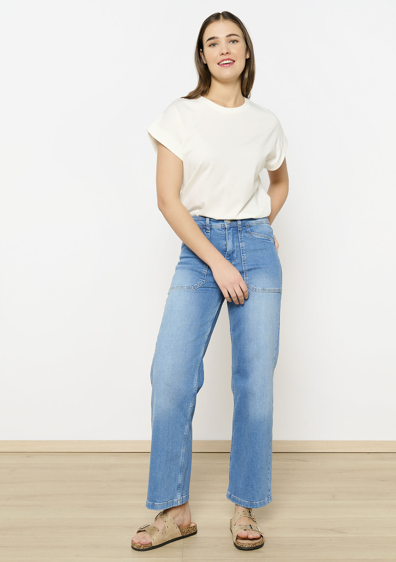 Basic katoenen T-shirt, Basic katoenen T-shirt - OFFWHITE - 02301672_1001