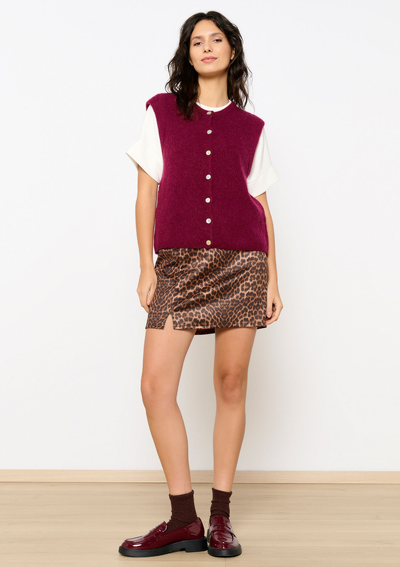 Mouwloze cardigan, Mouwloze cardigan - BORDEAUX WINE - 04101222_5514