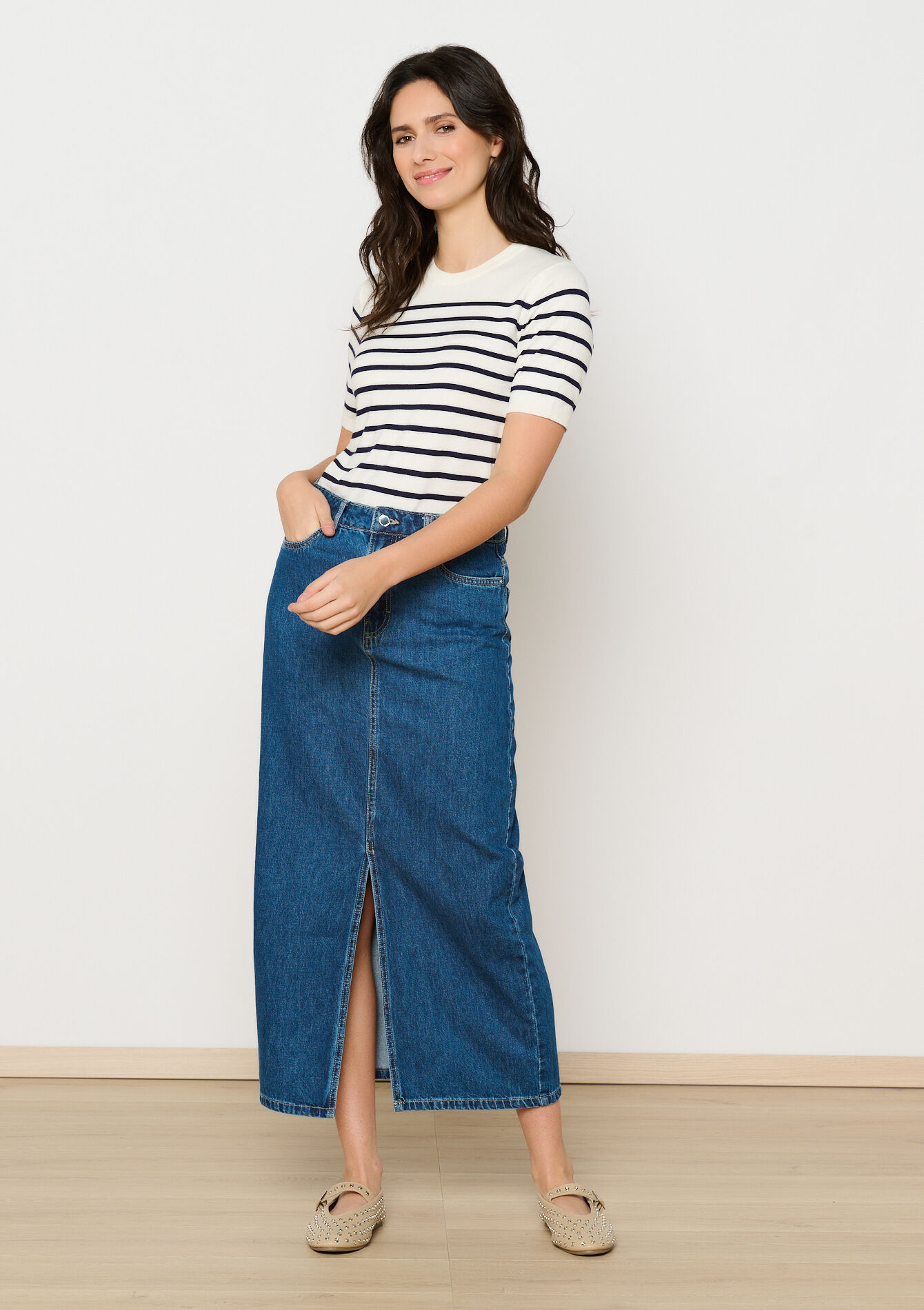 Maxi denim rok, Maxi denim rok - MEDIUM BLUE - 07101294_0500