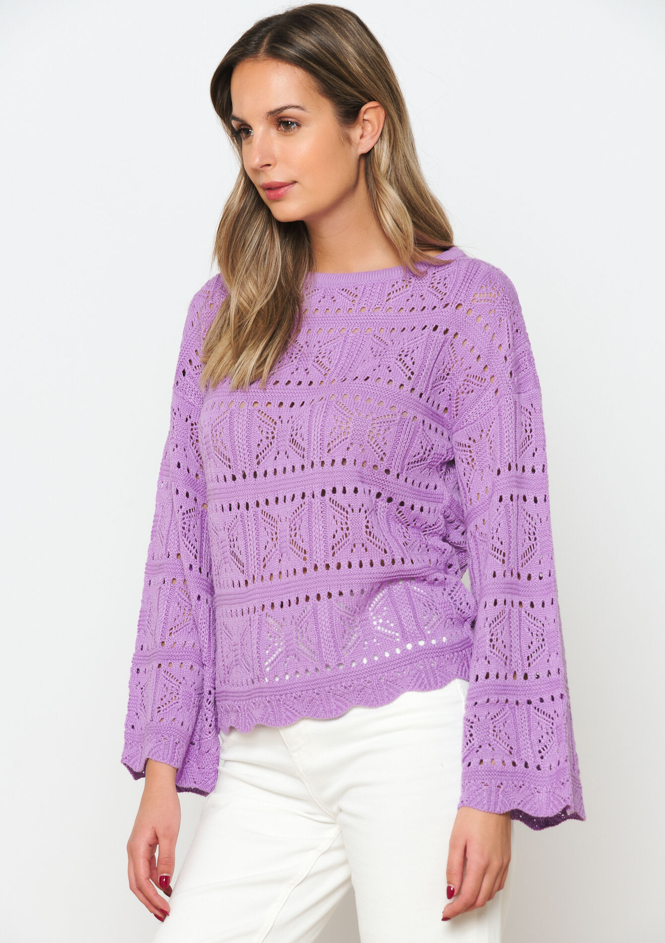 Macramé-style pullover, Macramé-style pullover - LILAC BRIGHT - 04006298_2578