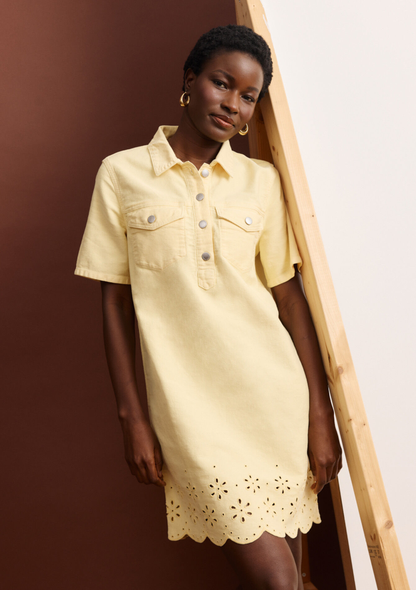 Eyelet detail short dress, Eyelet detail short dress, , back