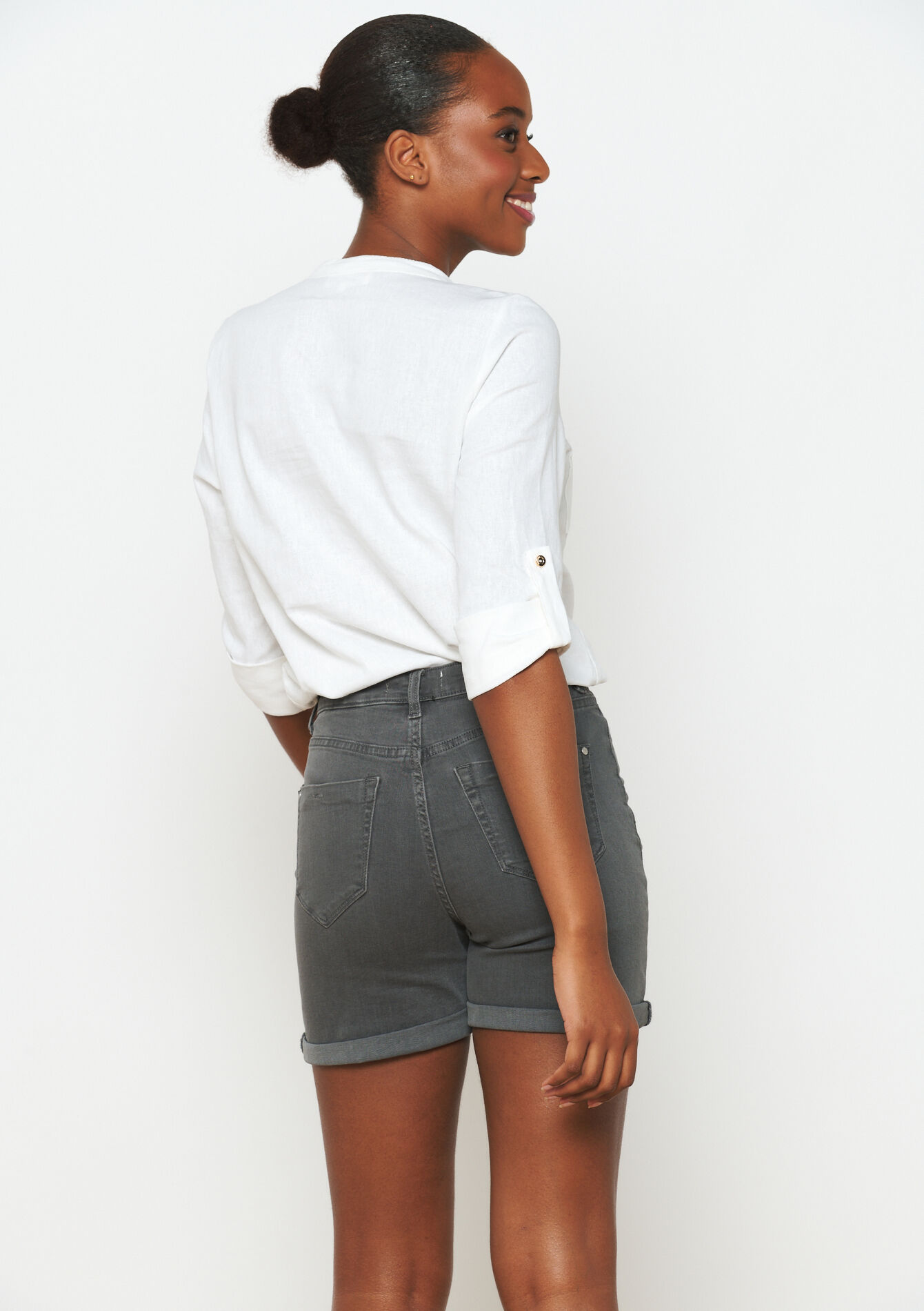 Denim short, Denim short - MEDIUM GREY - 22000514_0512