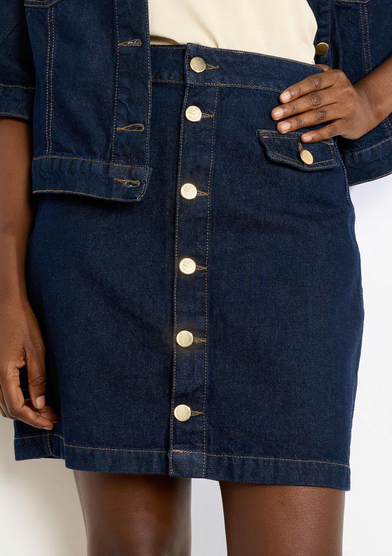 Jupe courte en denim, Jupe courte en denim - DARK BLUE - 07101483_0501