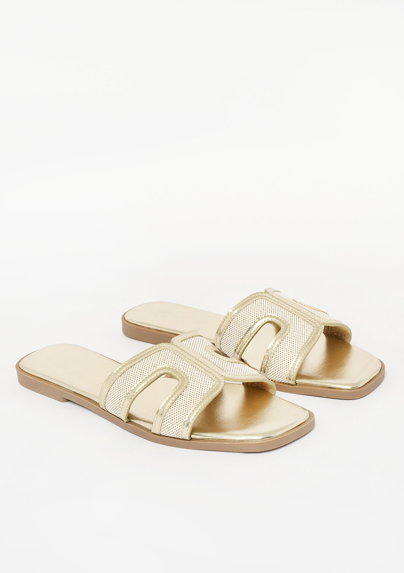 Grafische platte muiltjes, Grafische platte muiltjes - GOLD - 13000810_1058