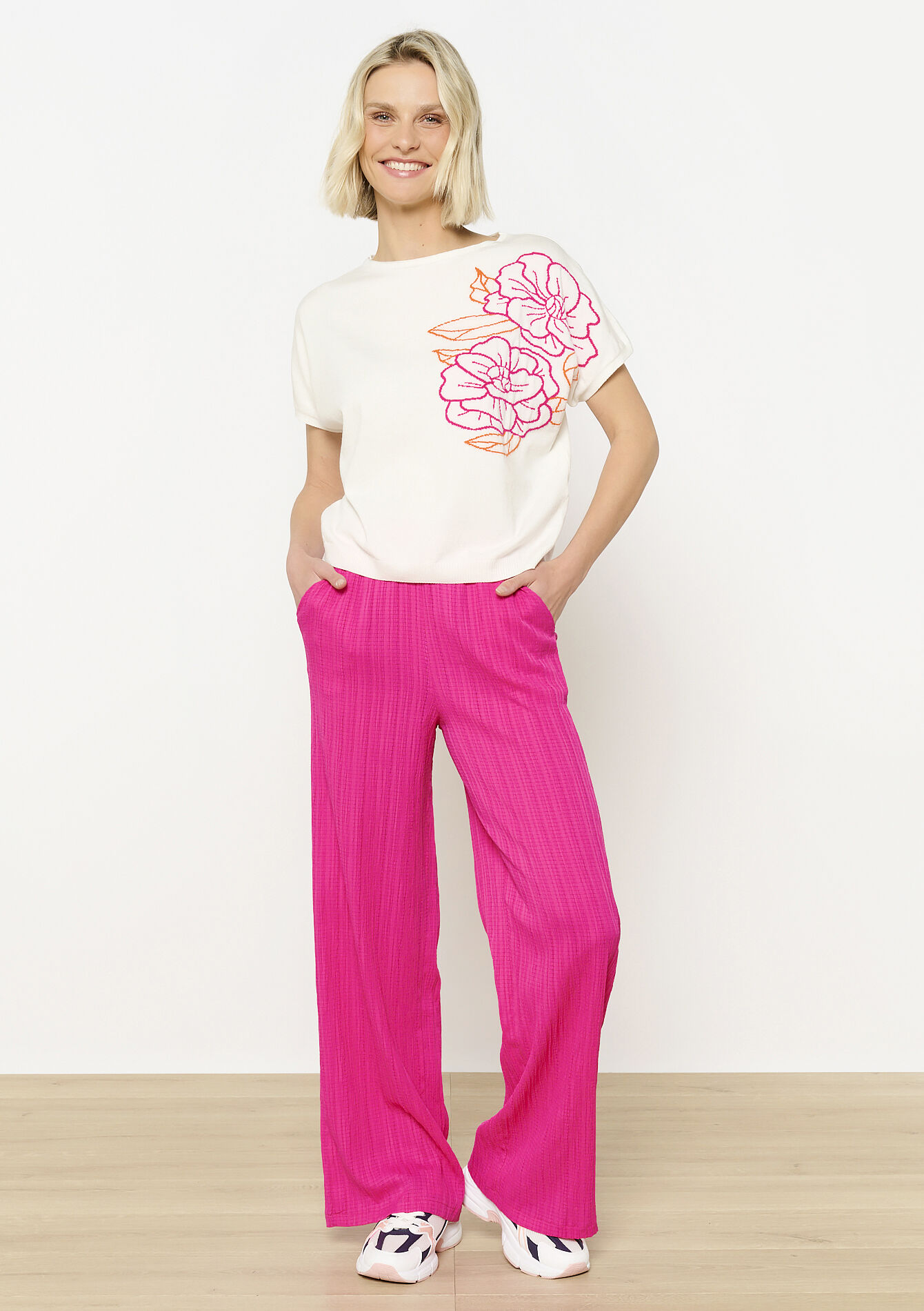 Pull à broderie florale, Pull à broderie florale - OFFWHITE - 04006961_1001