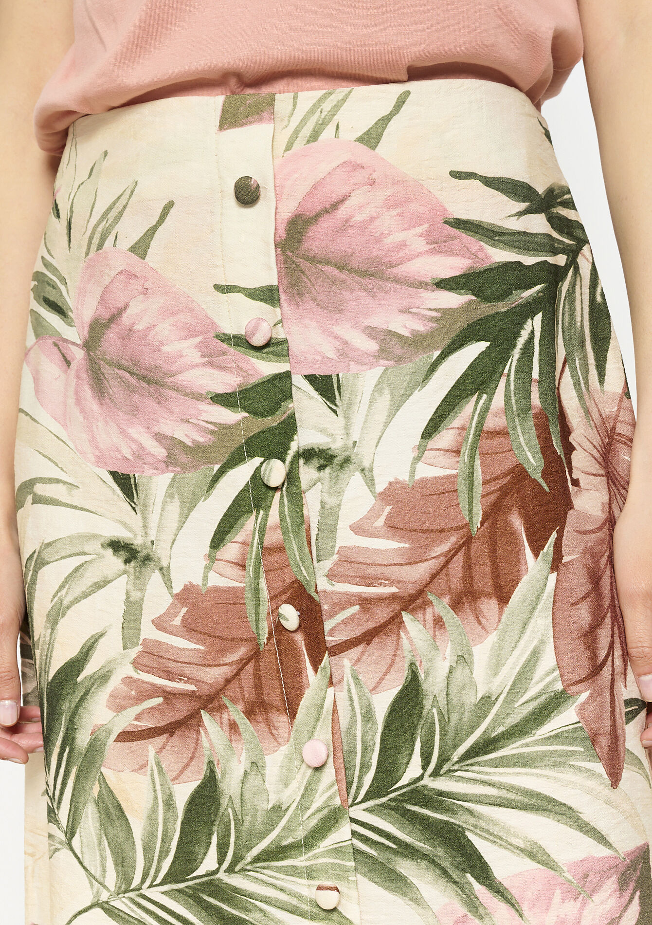 Midi-rok met bloemenprint, Midi-rok met bloemenprint - LT BEIGE - 07101372_2527