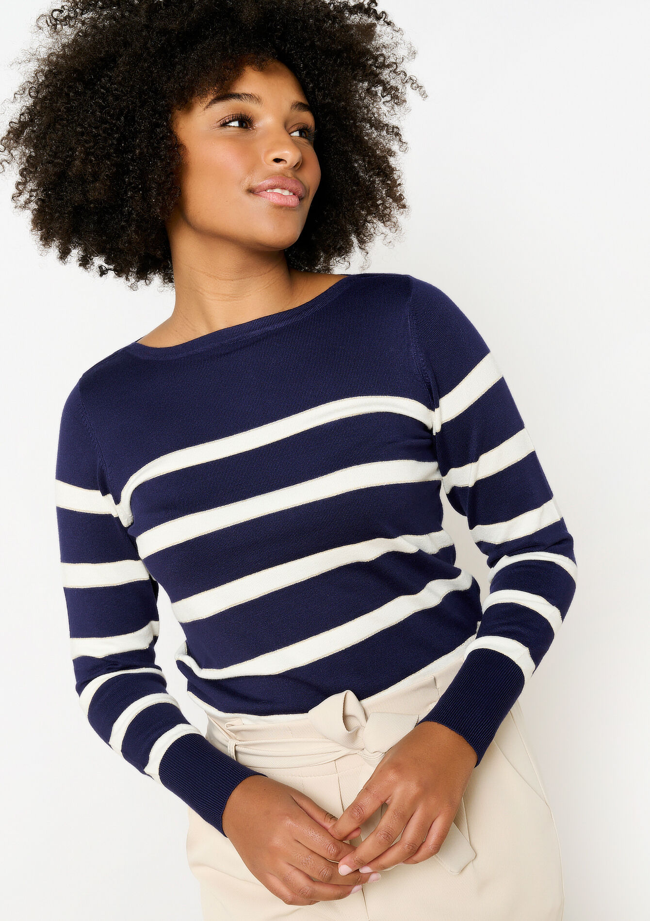 Gestreepte trui met boothals, Gestreepte trui met boothals - NAVY BASIC - 04006651_2723