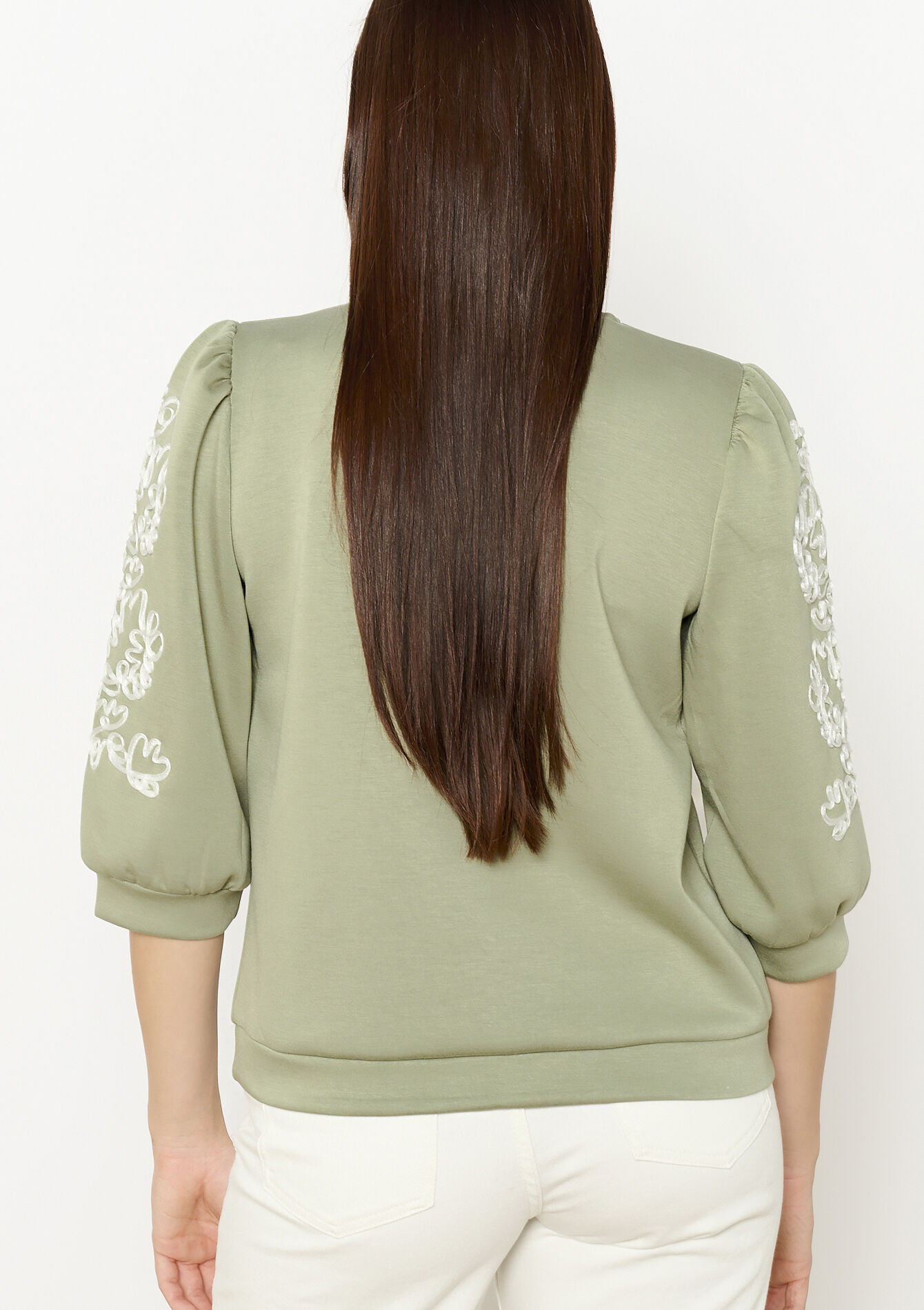 Sweatshirt met ballonmouwen, Sweatshirt met ballonmouwen - KHAKI TILLEUL - 03001761_4406