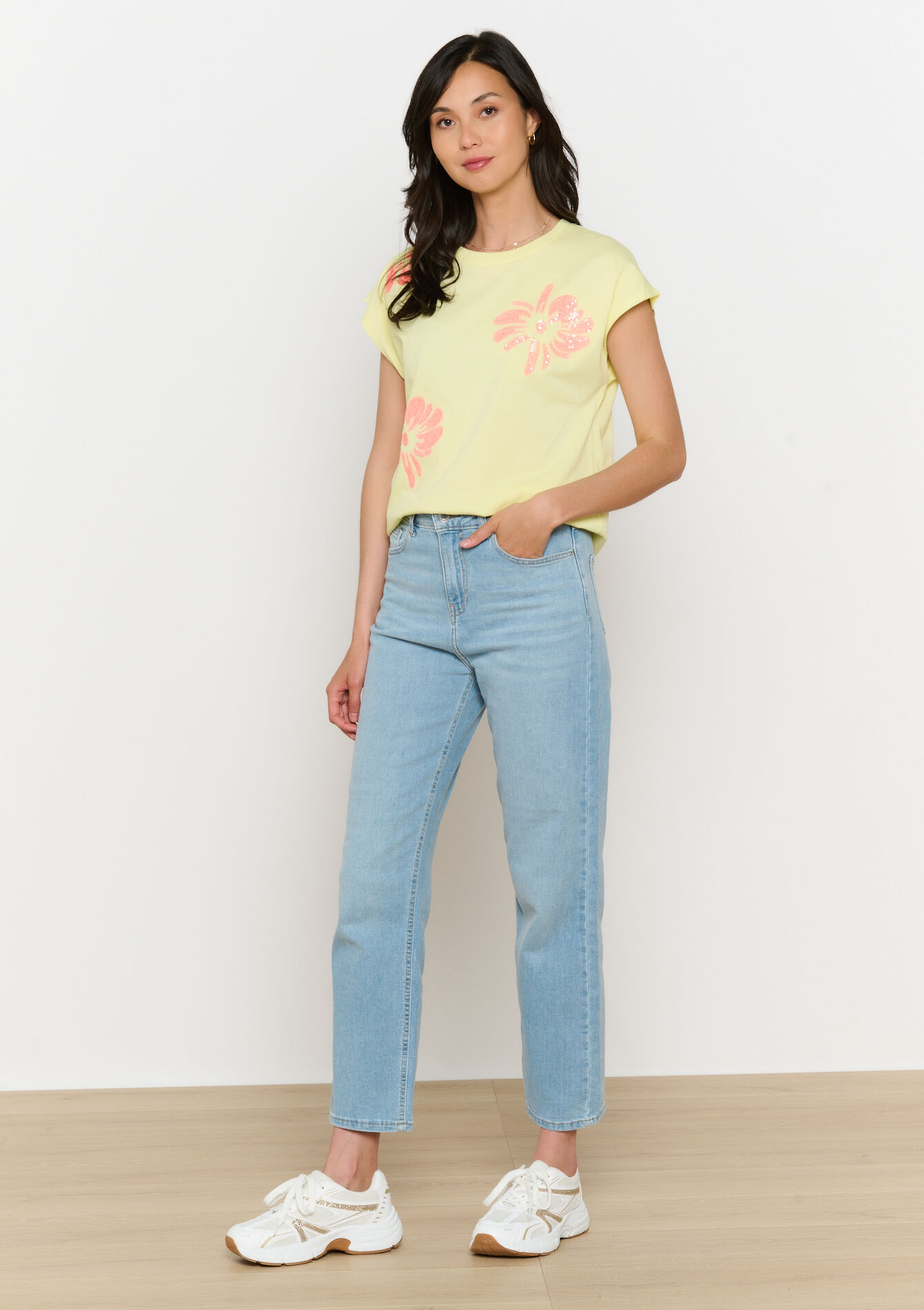 Losvallend bloemen t-shirt, Losvallend bloemen t-shirt - YELLOW SUN - 02301780_5007