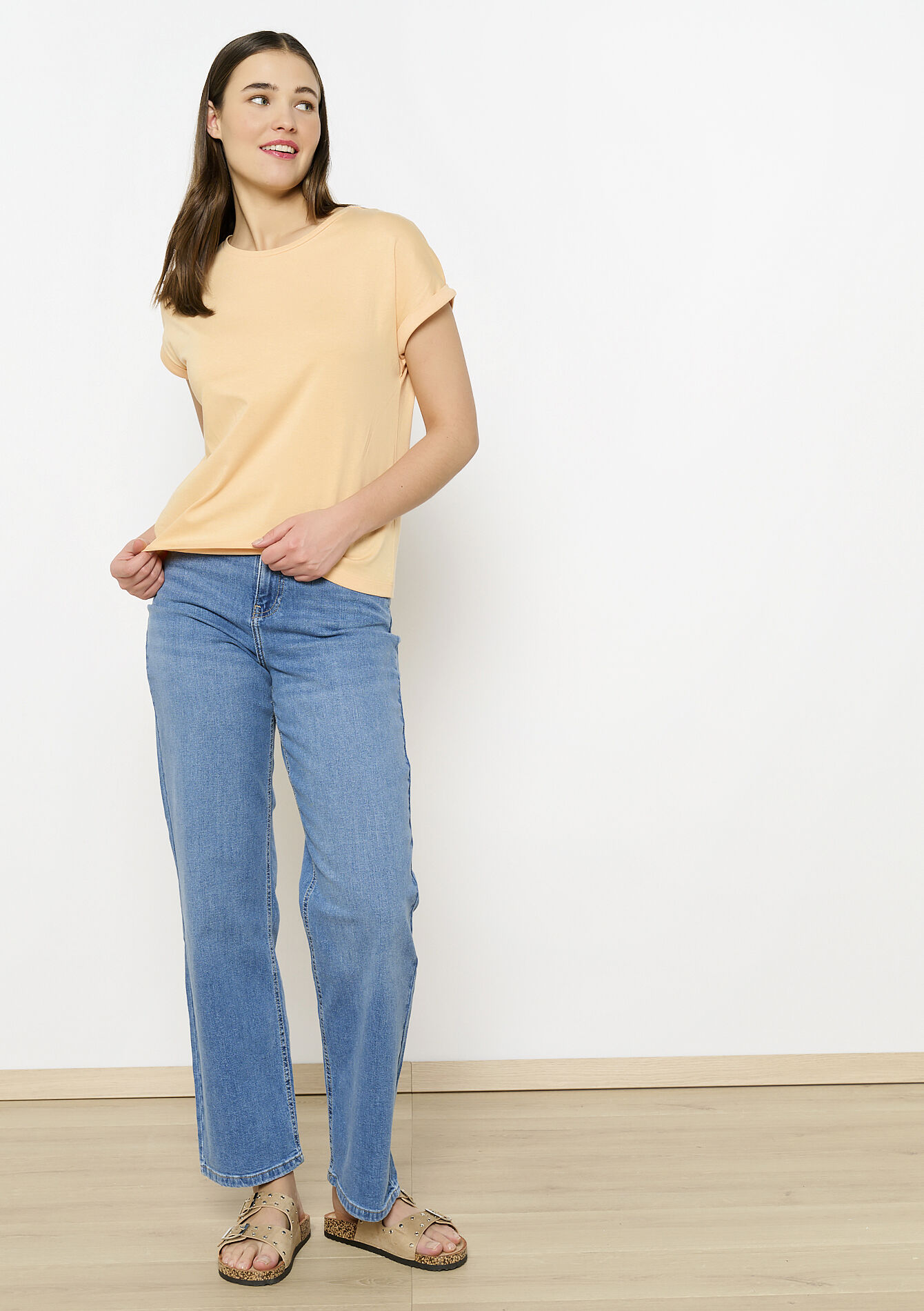 T-shirt basique, T-shirt basique - ORANGE PASTEL - 02301630_1267