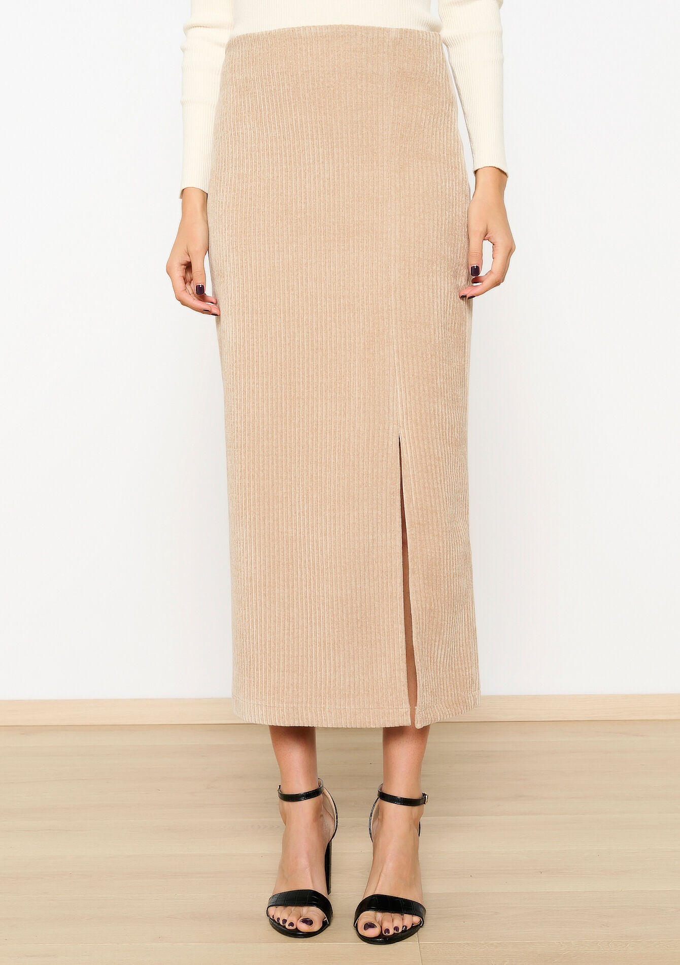 Corduroy rok, Corduroy rok - LT BEIGE - 07101289_2527