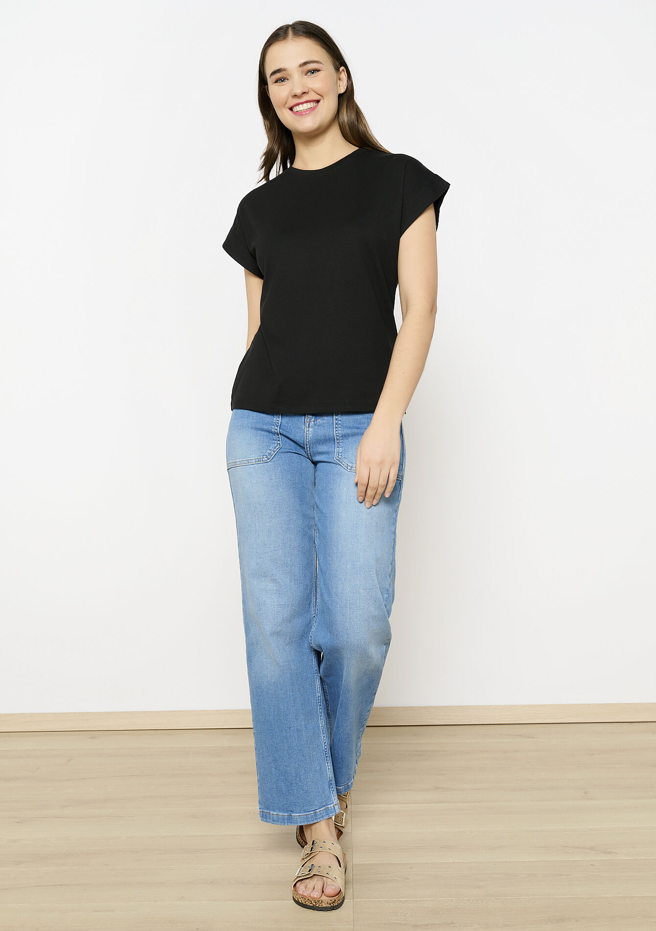 Basic cotton t-shirt - BLACK - 02301672_1119