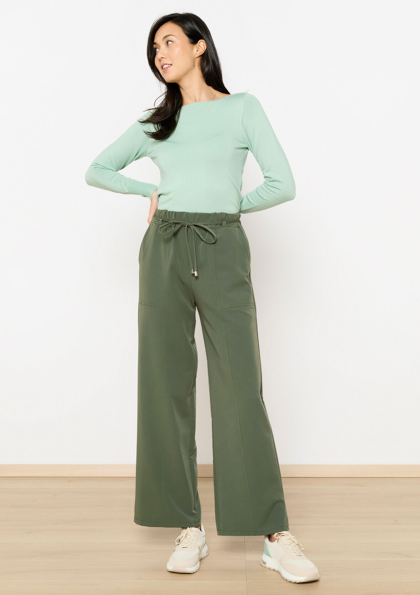 Pantalon évasé ample, Pantalon évasé ample - KHAKI MED - 06600958_4327
