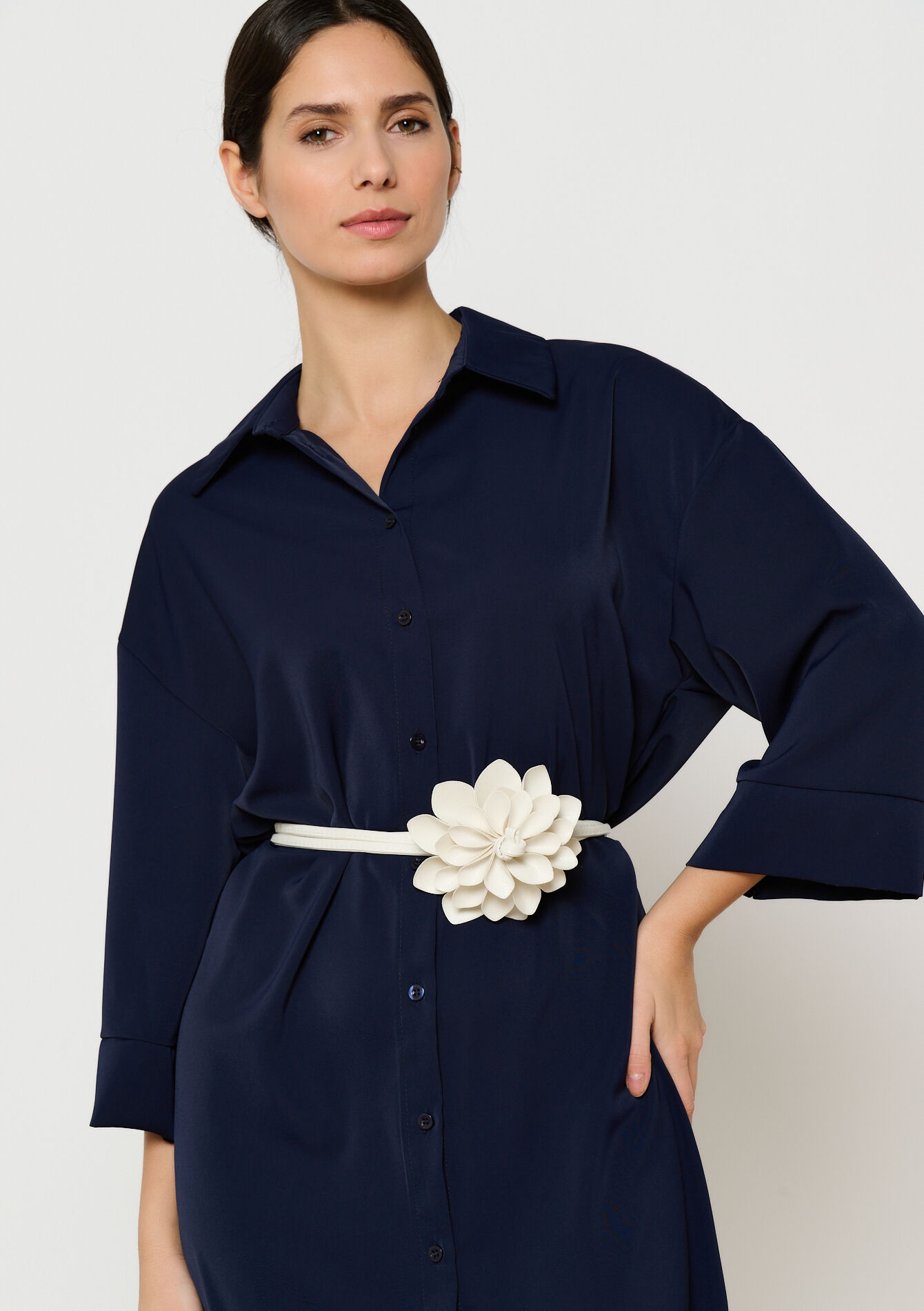 Drawstring belt with large flower, Drawstring belt with large flower - OFFWHITE - 14001851_1001