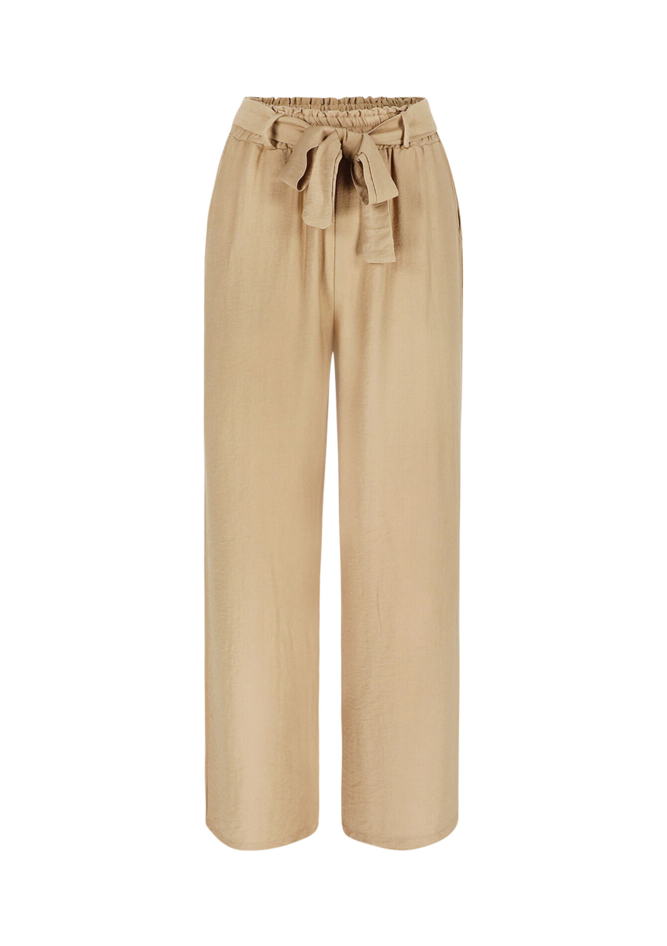 Vloeiende broek met ceintuur - BEIGE COFFEE - 06600976_2561