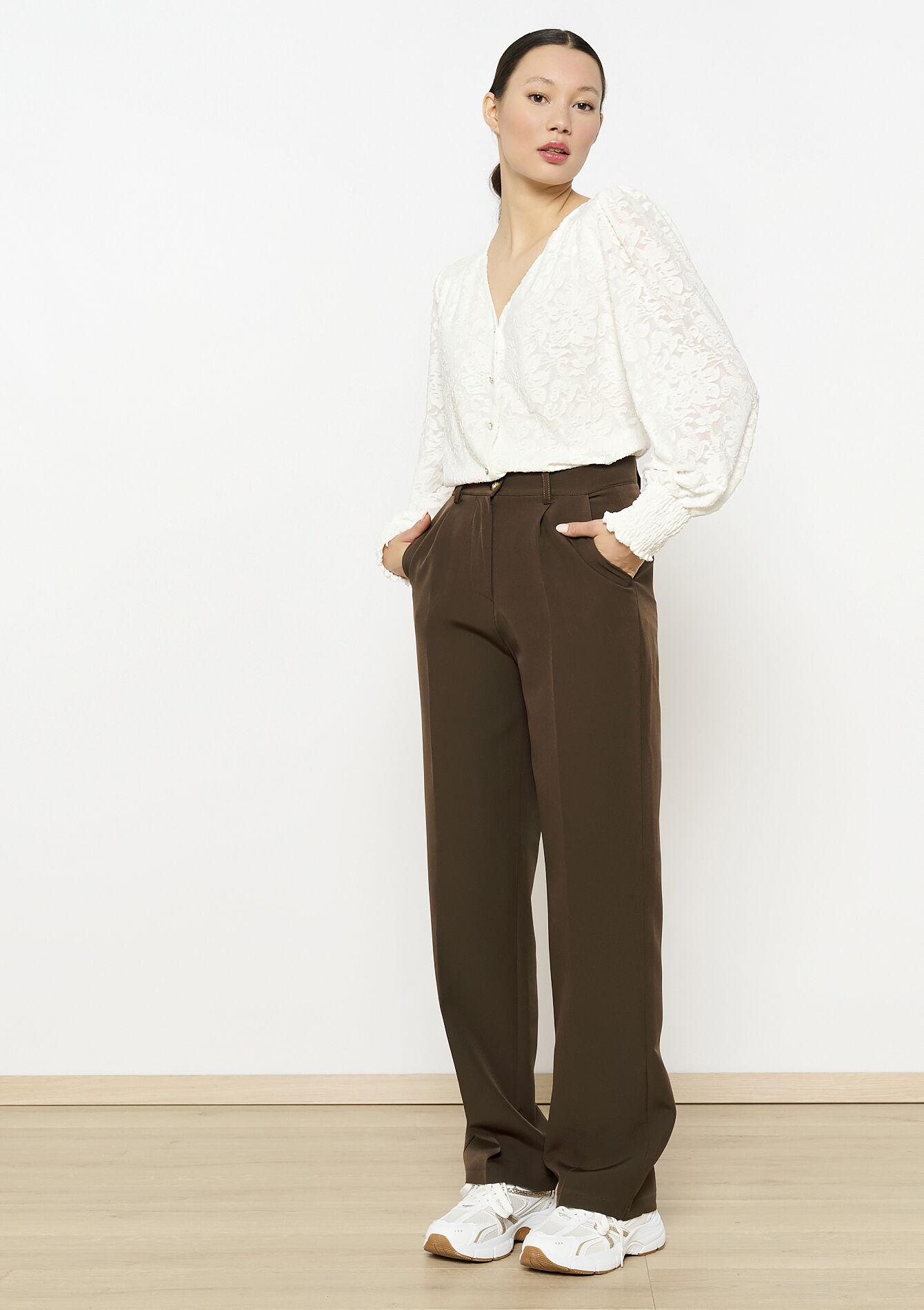 Pantalon droit chic, Pantalon droit chic - BROWN DARK CHOCOLATE - 06100709_3720