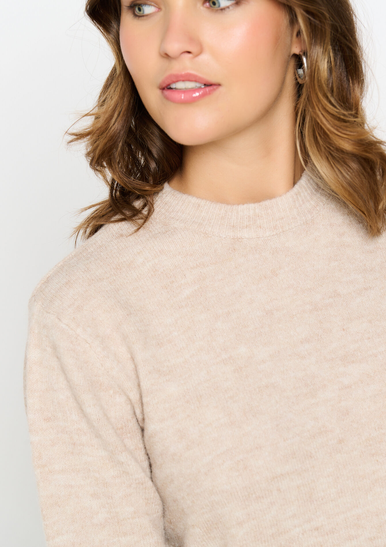 Basic trui met ronde hals, Basic trui met ronde hals - BEIGE CHINE - 04006522_4025