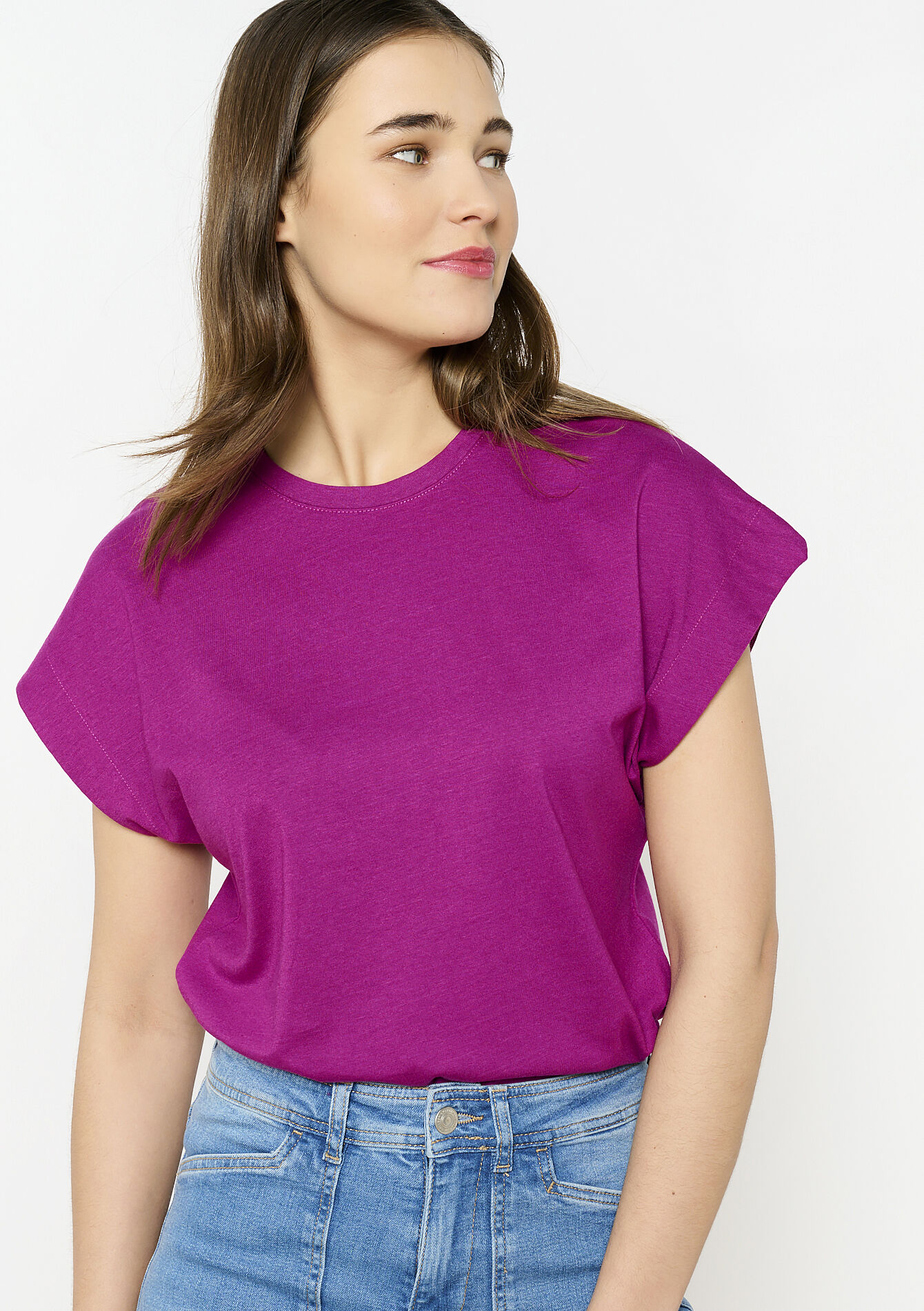 T-shirt basique en coton - VIOLINE - 02301672_2576