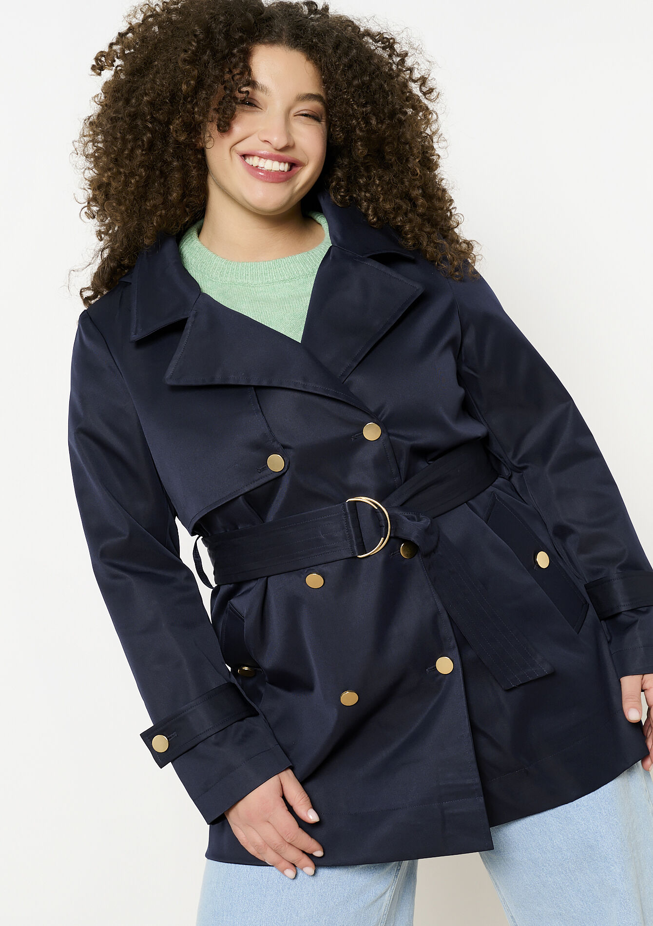 Halflange trenchcoat, Halflange trenchcoat - NAVY BASIC - 23000720_2723