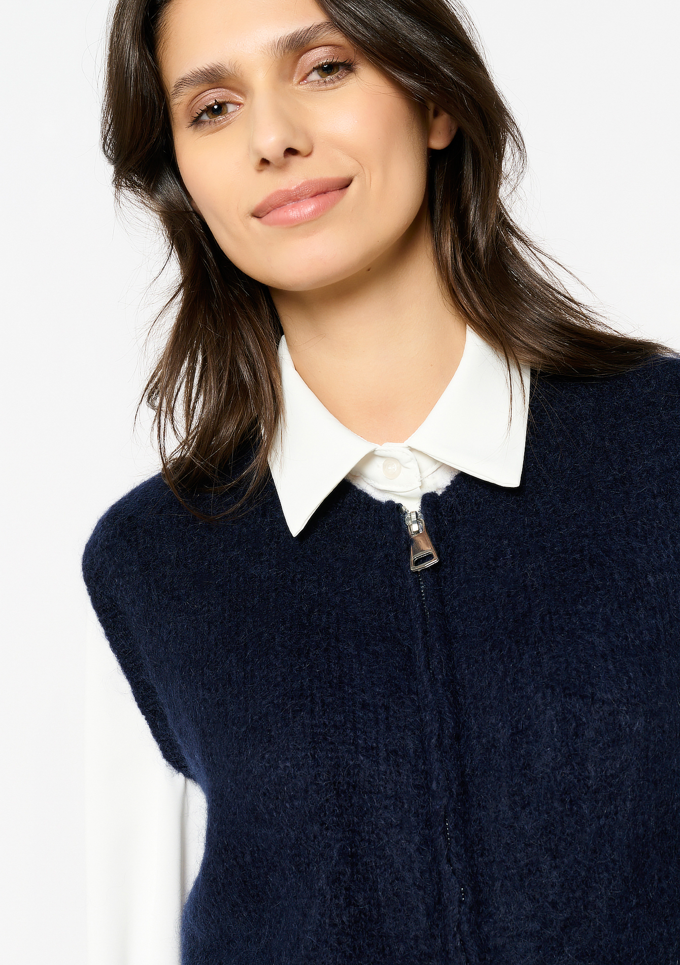 Cardigan en mohair, undefined - NAVY BASIC - undefined