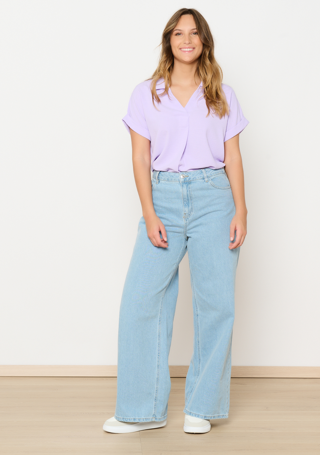 Blouse à col polo, undefined - LILAC BRIGHT - undefined
