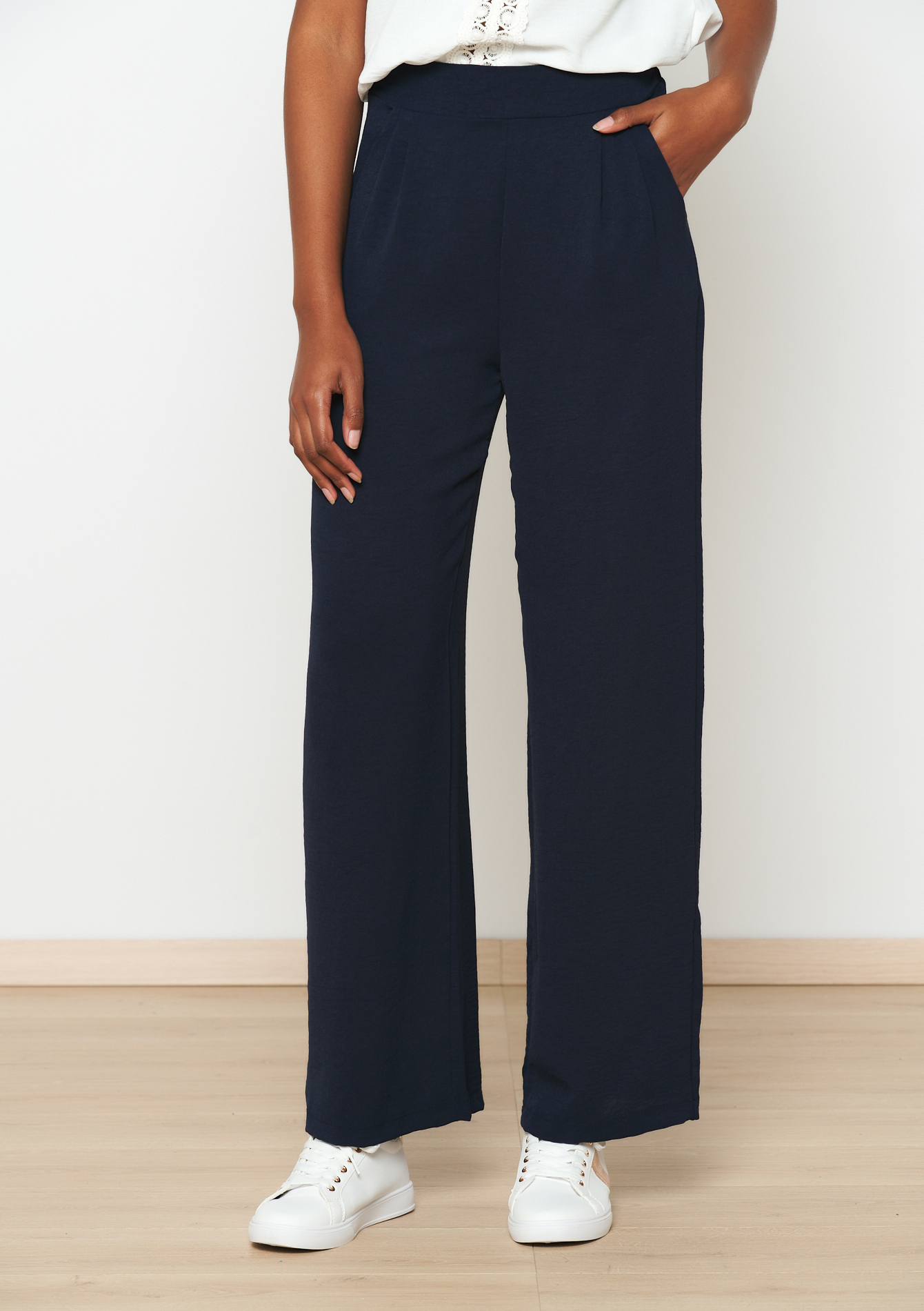 Pantalon évasé, undefined - NAVY BASIC - undefined