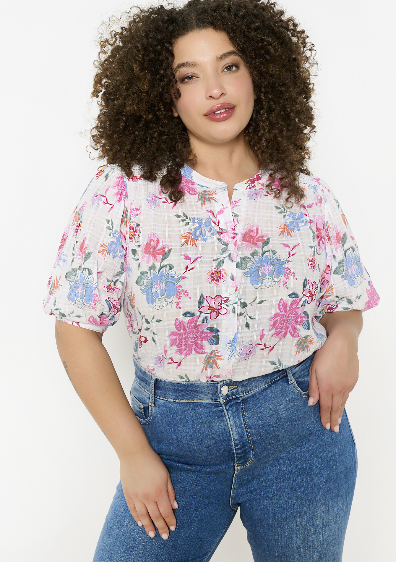 Blouse à imprimé fleuri, undefined - OFFWHITE - undefined