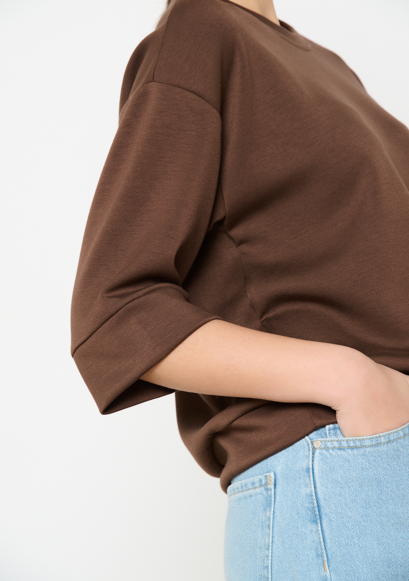 Sweat à manches mi-longues, undefined - CHOCOLATE - undefined