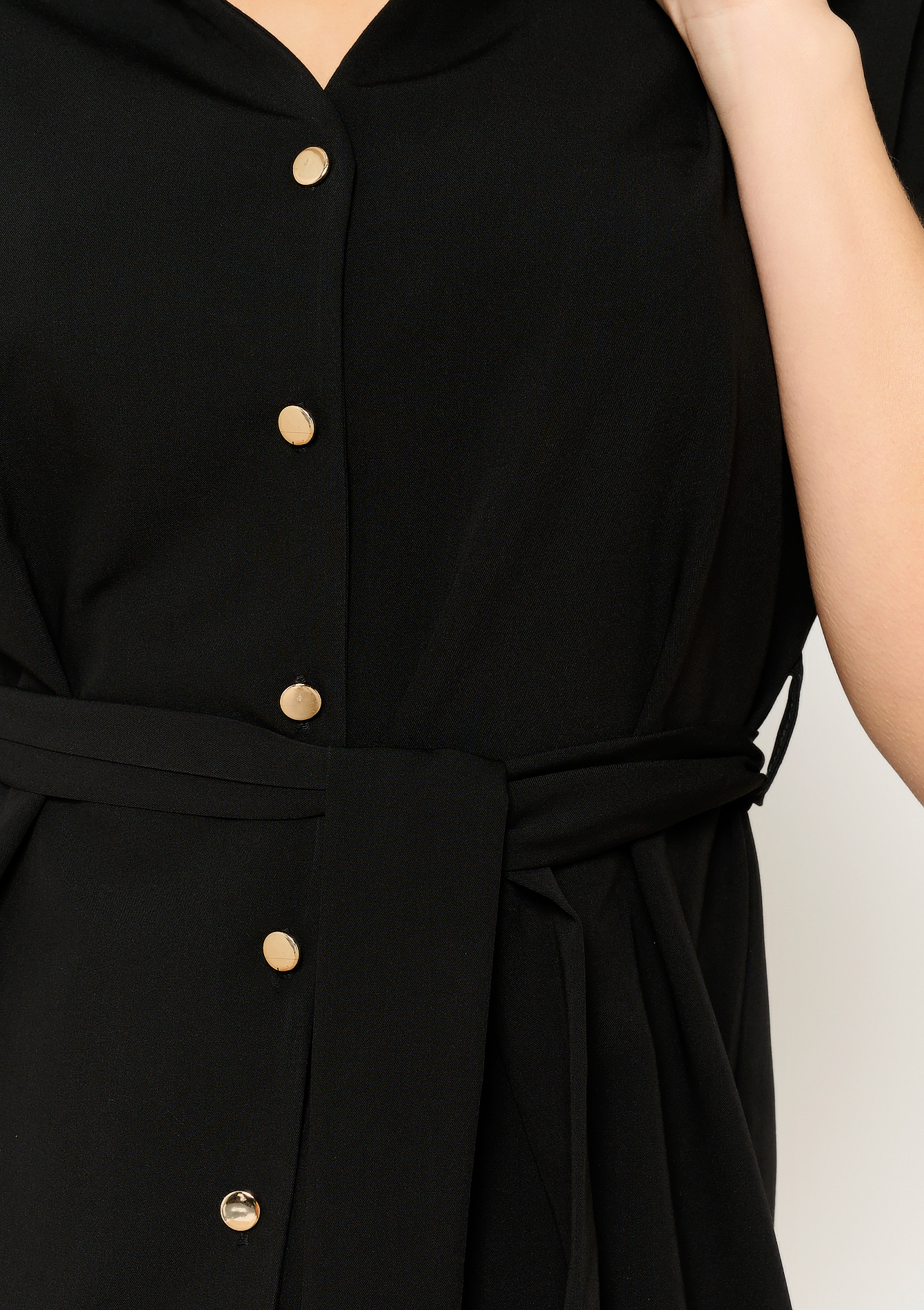 Robe-chemise avec lien à nouer, undefined - BLACK - undefined