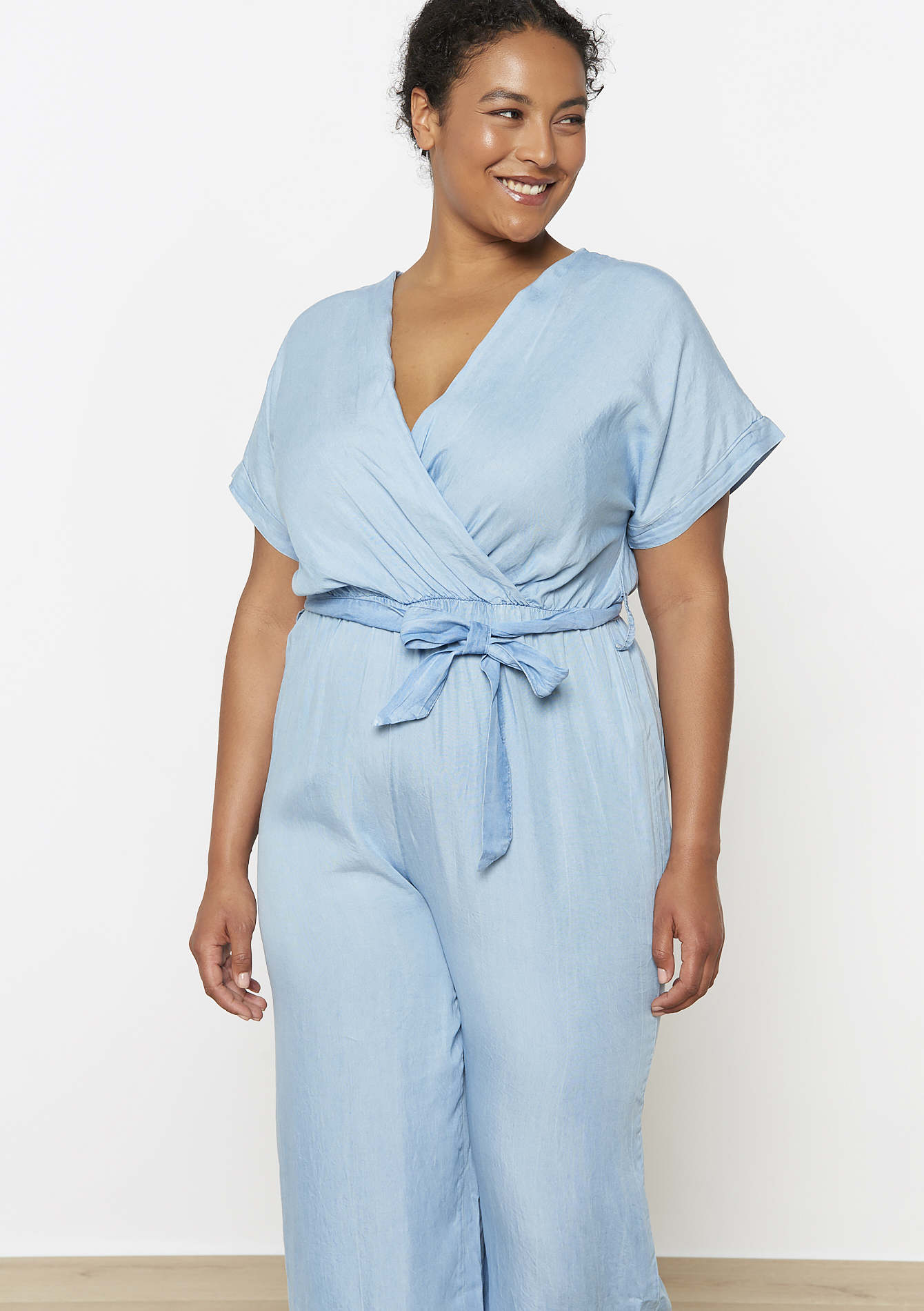 Combinaison ceinturée fluide, undefined - BLUE BLEACHED - undefined