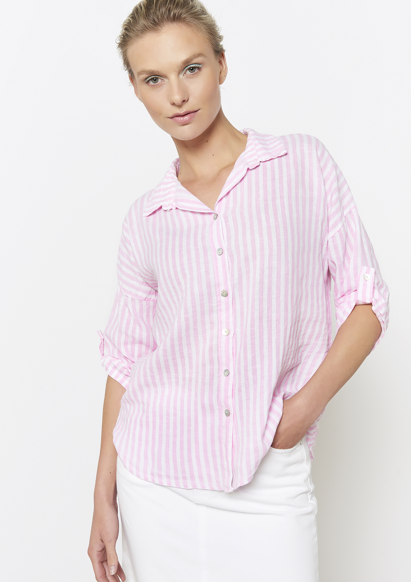 Soft striped shirt, undefined - LIGHT PINK - undefined