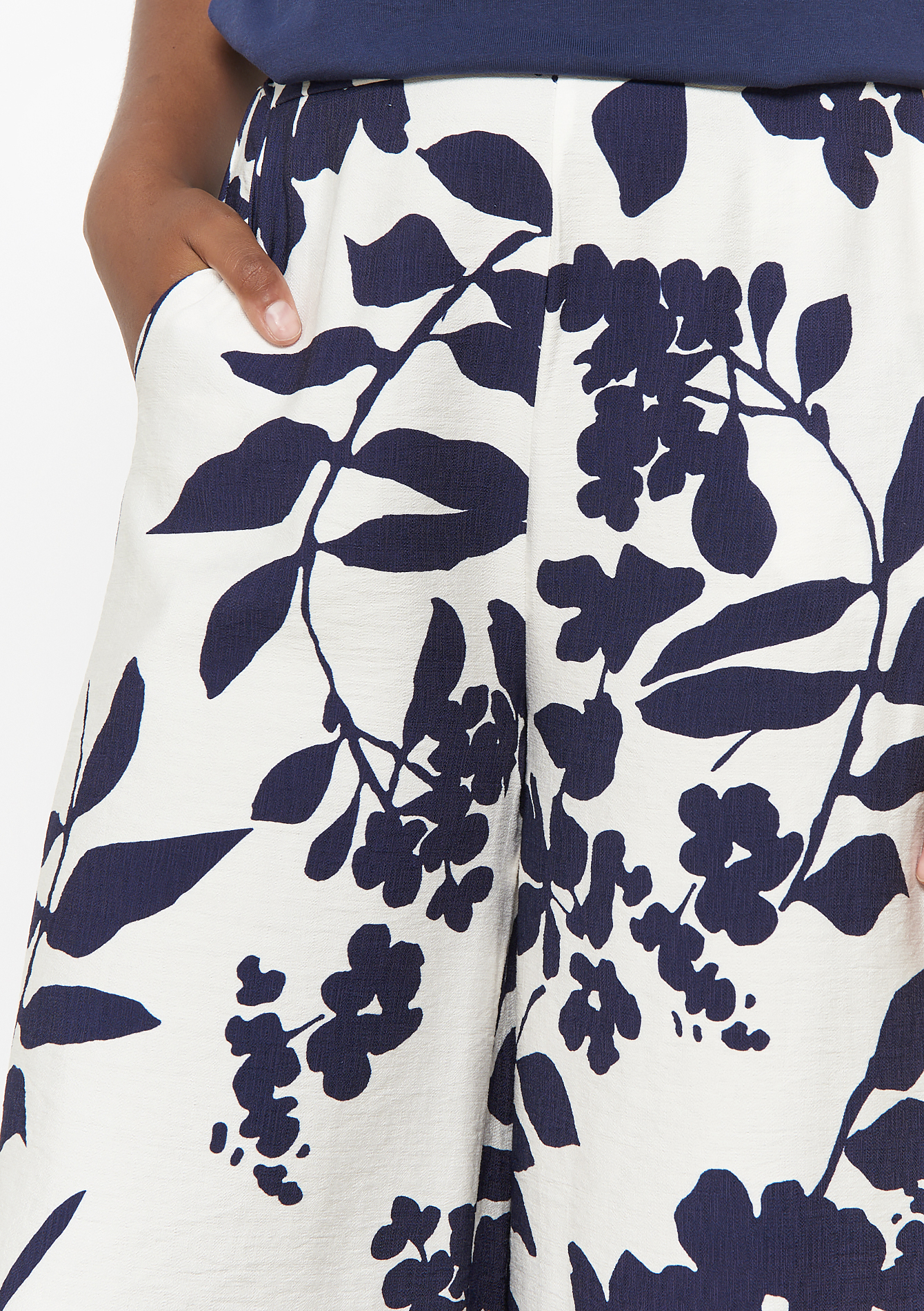 Wide floral printed trousers, undefined - NAVY BASIC - undefined