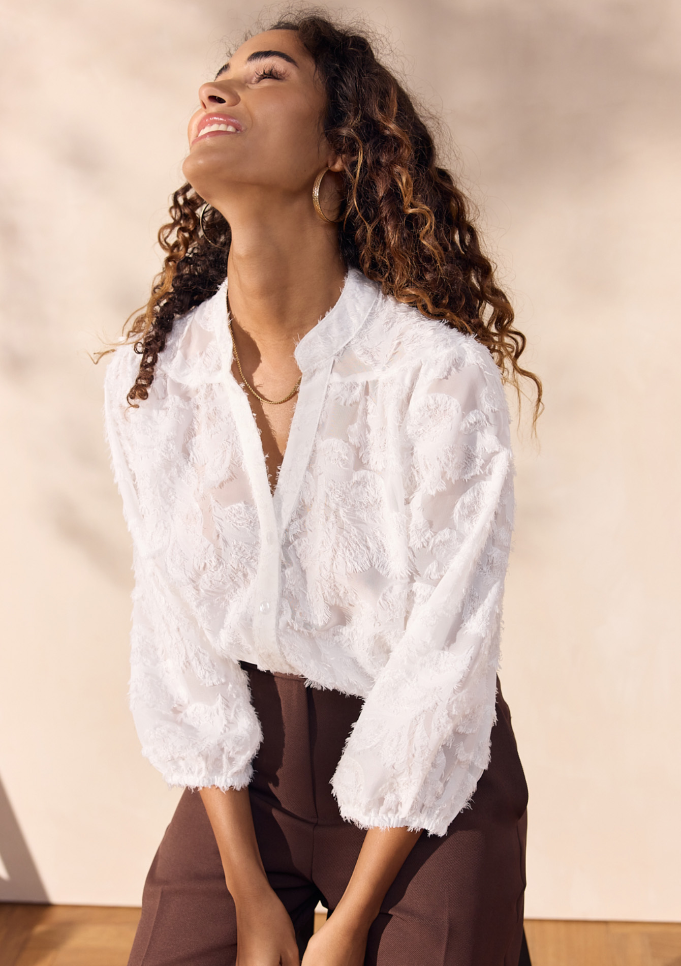 Blouse avec manches bouffantes, undefined - OPTICAL WHITE - undefined