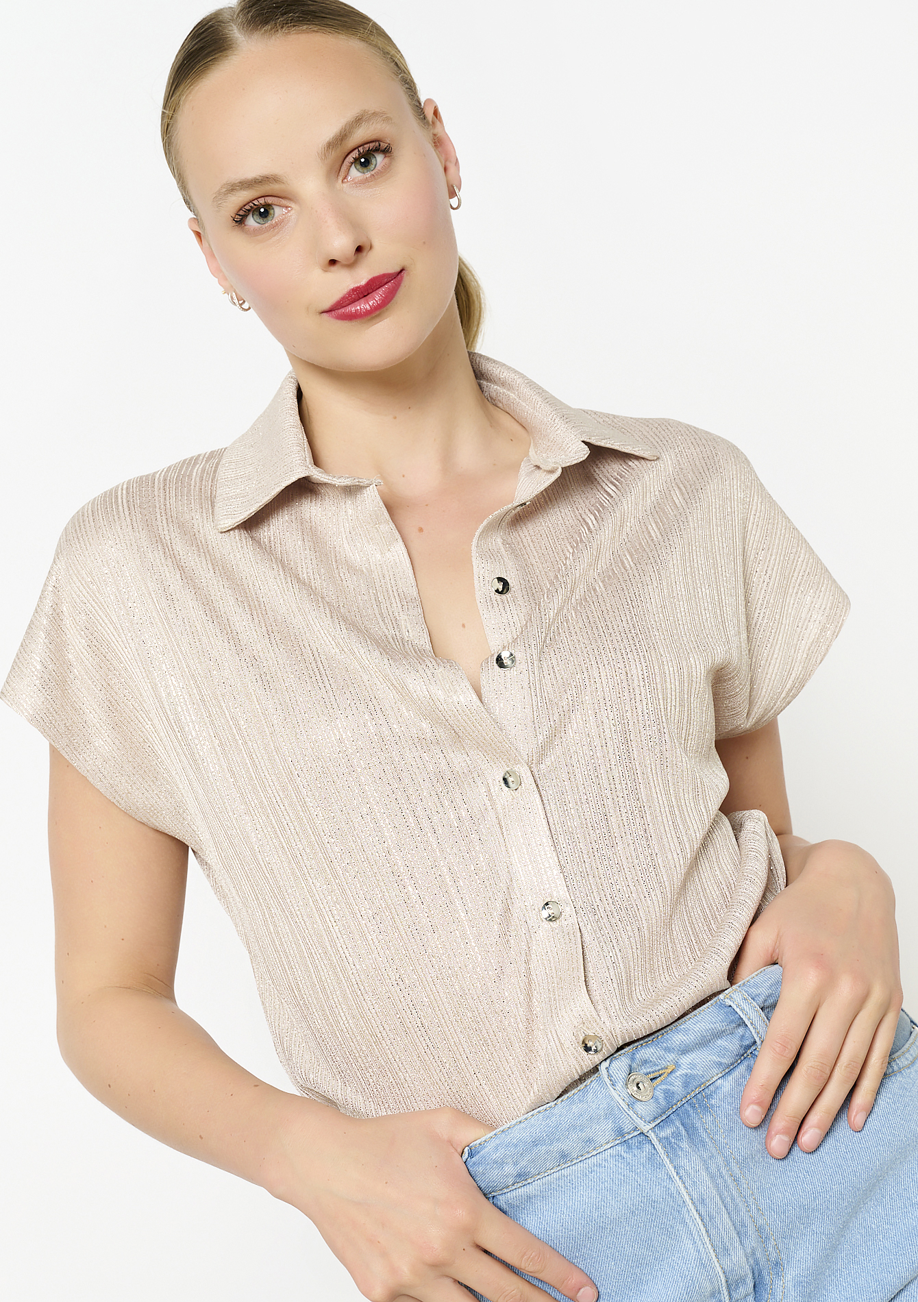 Chemise effet satiné, undefined - GOLD - undefined