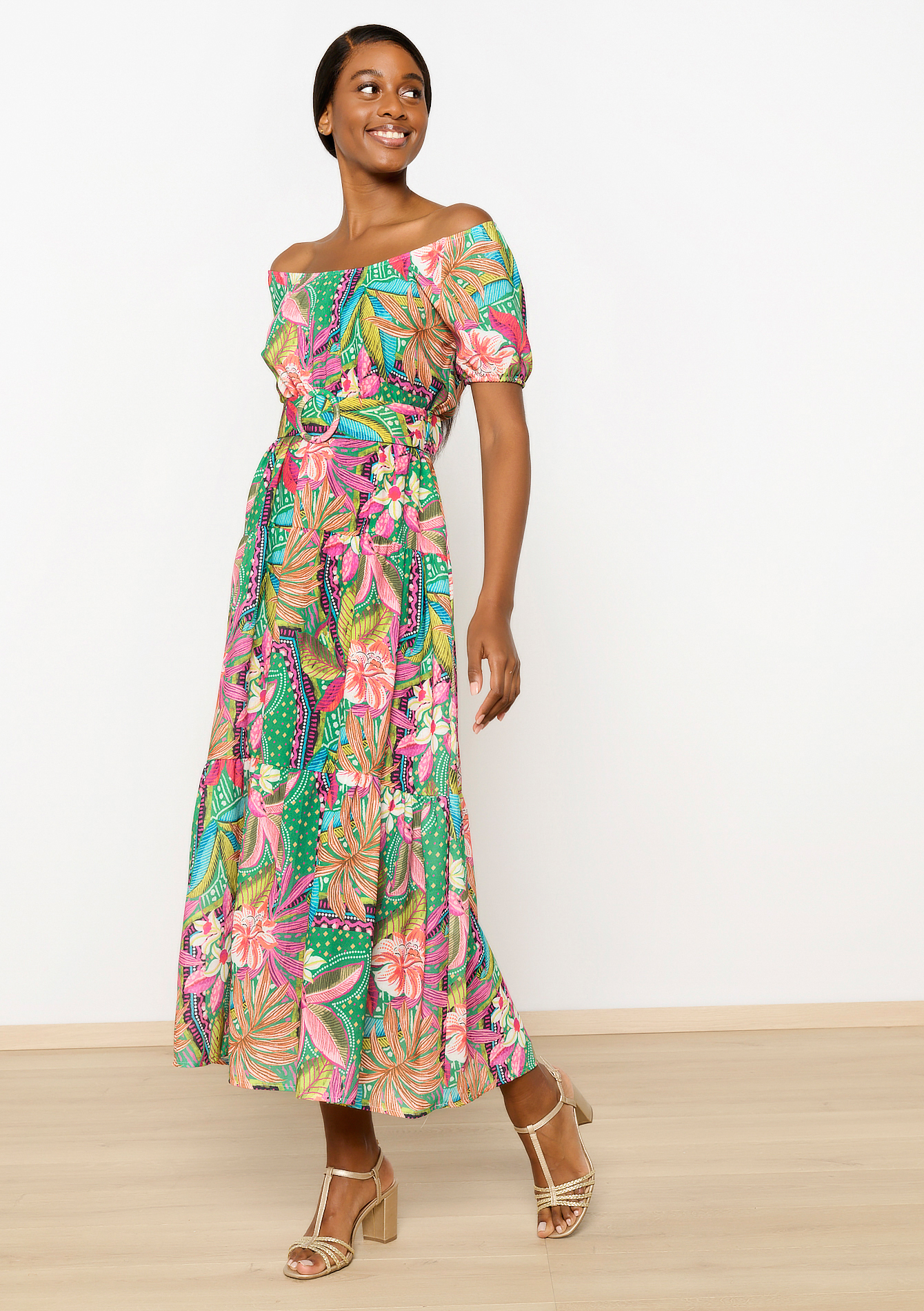 Robe à imprimé tropical, undefined - GREEN APPLE - undefined