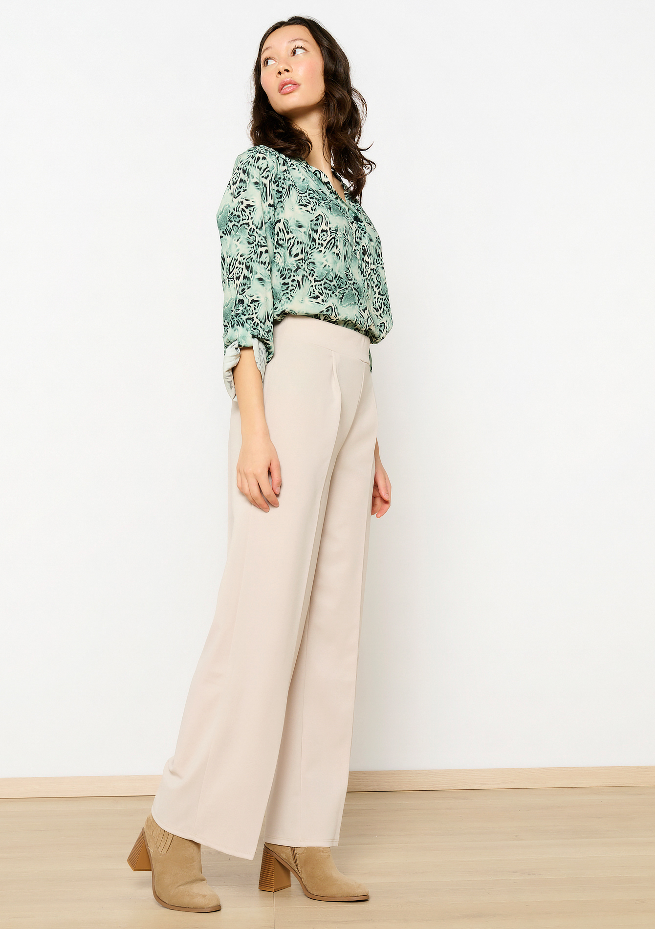 Pantalon ample avec plis, undefined - LT BEIGE - undefined